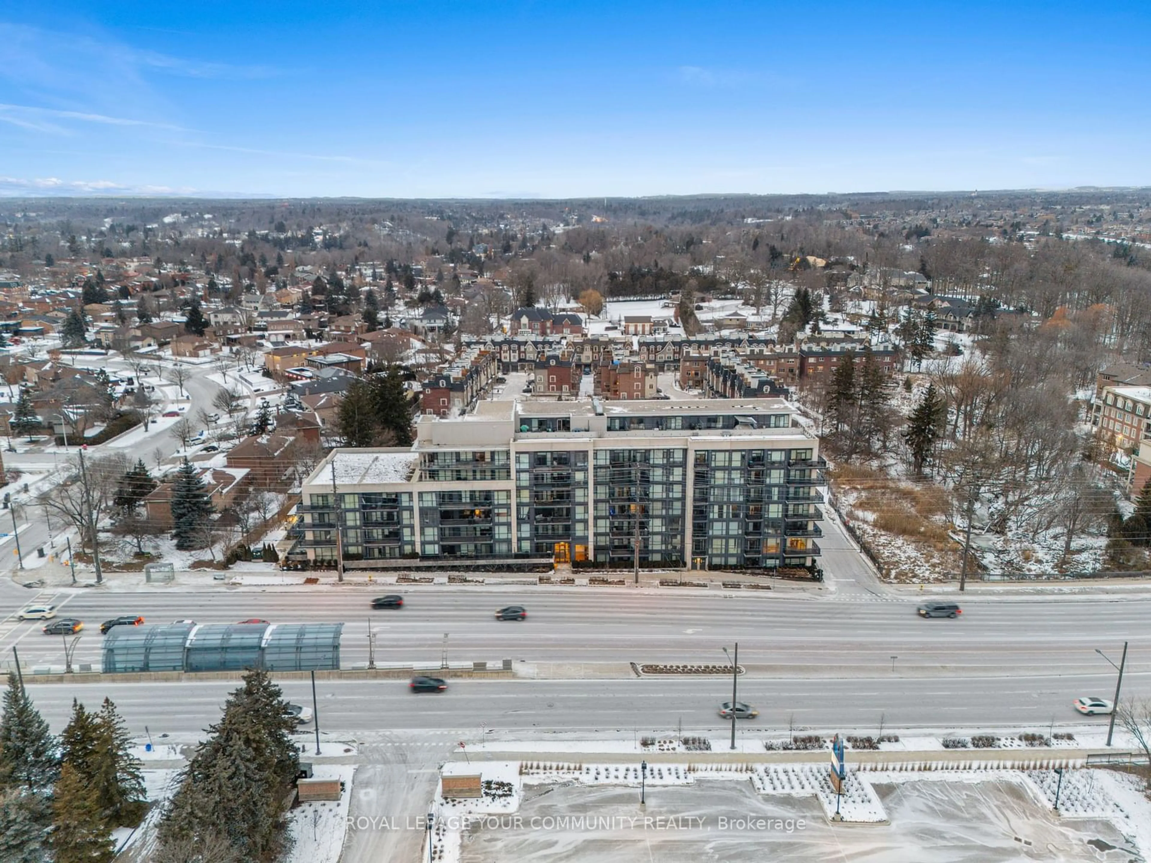 A pic from outside/outdoor area/front of a property/back of a property/a pic from drone, city buildings view from balcony for 4700 Highway 7 Rd #201, Vaughan Ontario L6L 0B4