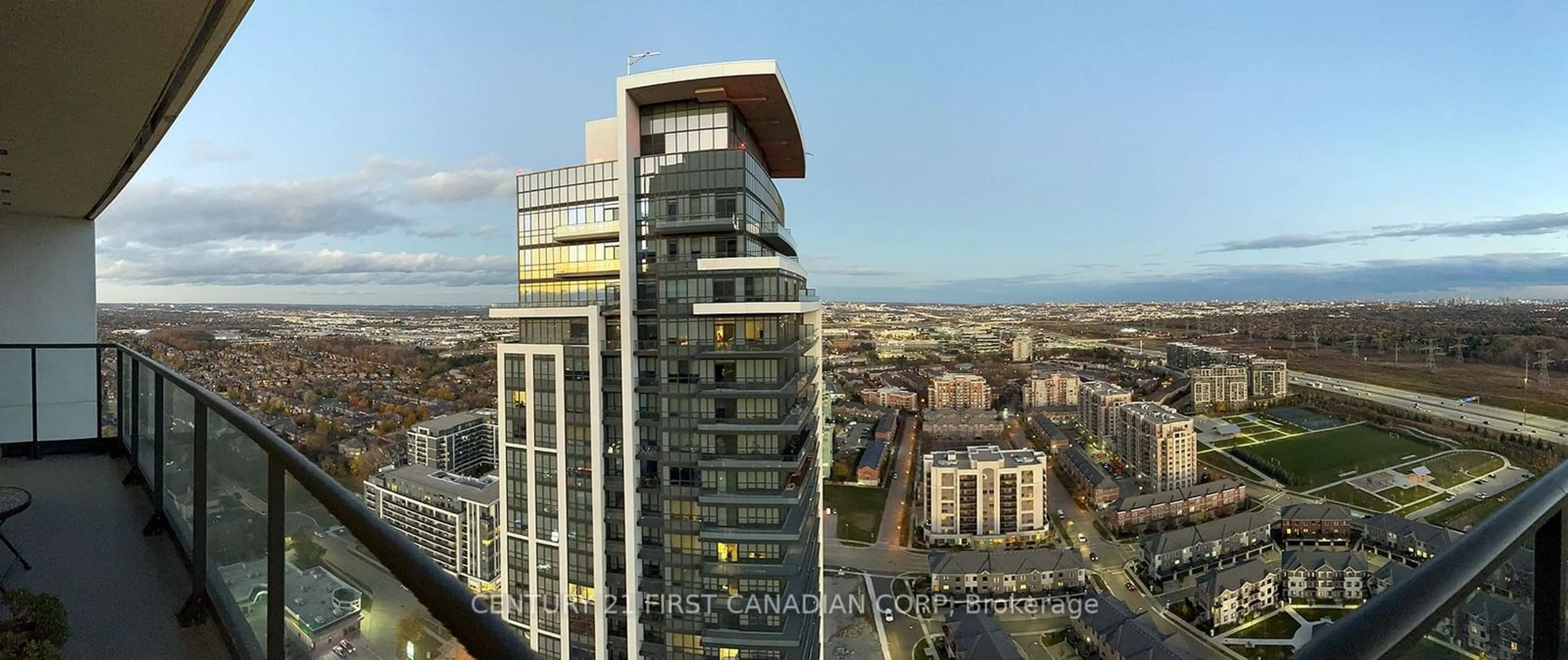 A pic from outside/outdoor area/front of a property/back of a property/a pic from drone, city buildings view from balcony for 12 Gandhi Lane #3605, Markham Ontario L3T 0G8