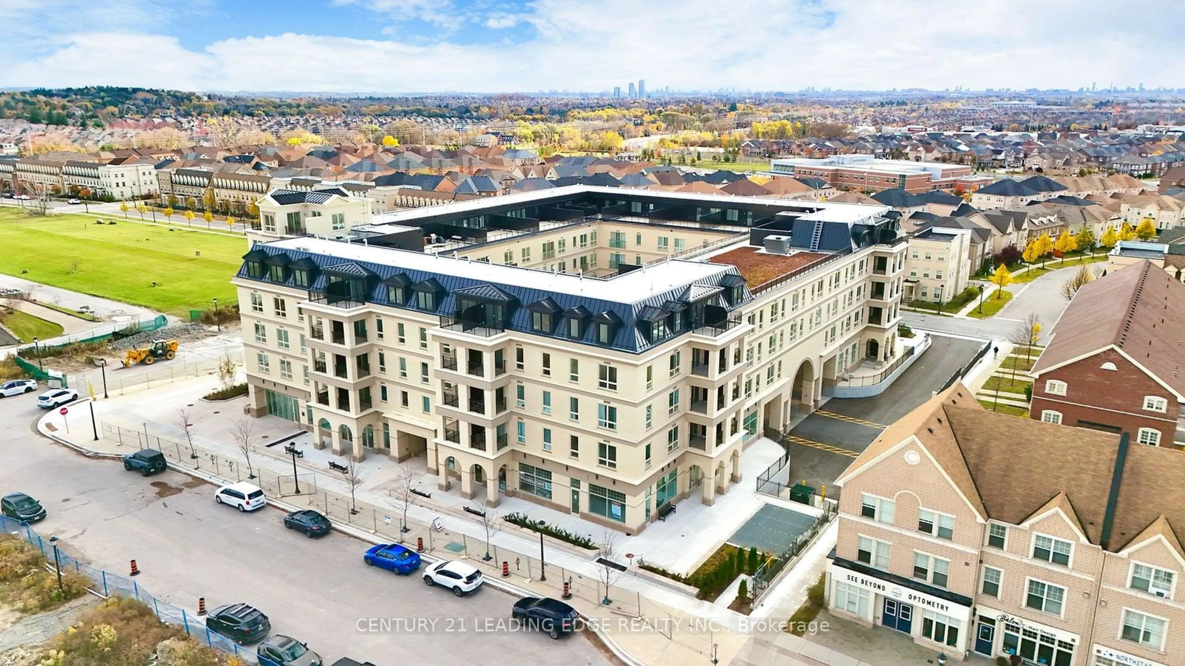 A pic from outside/outdoor area/front of a property/back of a property/a pic from drone, city buildings view from balcony for 101 Cathedral High St #227, Markham Ontario L6C 0P1