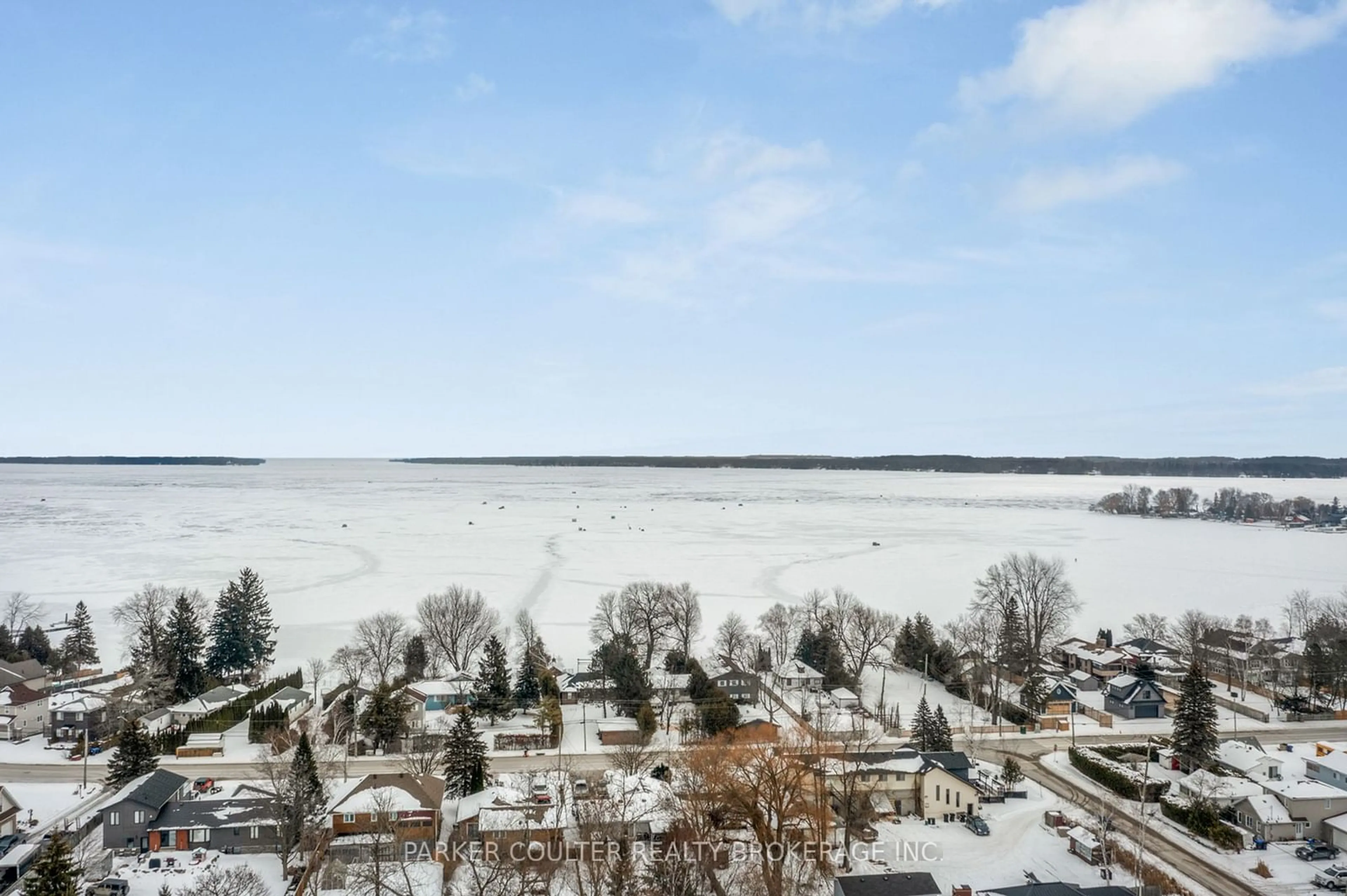 A pic from outside/outdoor area/front of a property/back of a property/a pic from drone, water/lake/river/ocean view for 1045 Elm Rd, Innisfil Ontario L0L 1C0