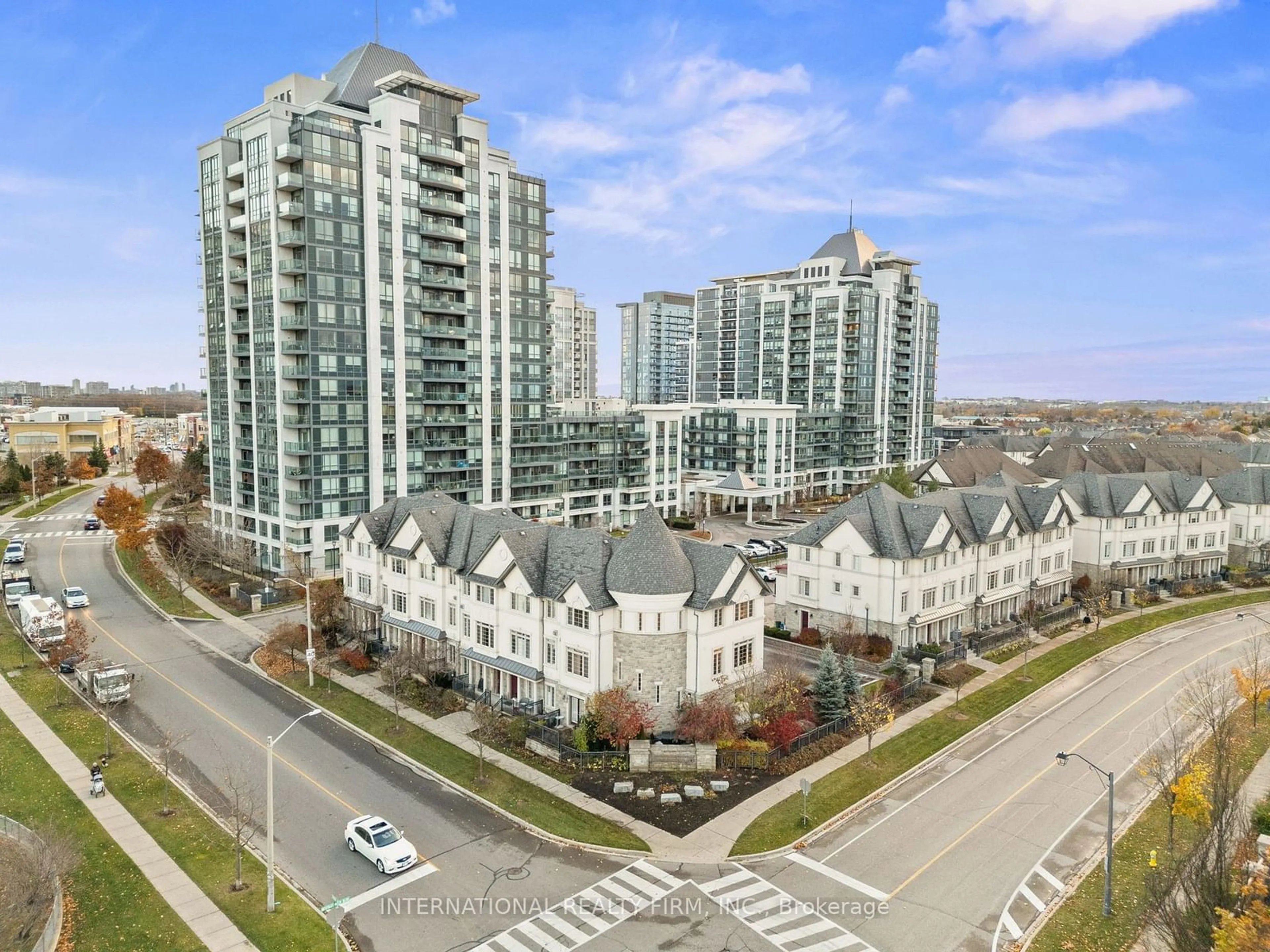 A pic from outside/outdoor area/front of a property/back of a property/a pic from drone, city buildings view from balcony for 106 Disera Dr #56, Vaughan Ontario L4J 9E9