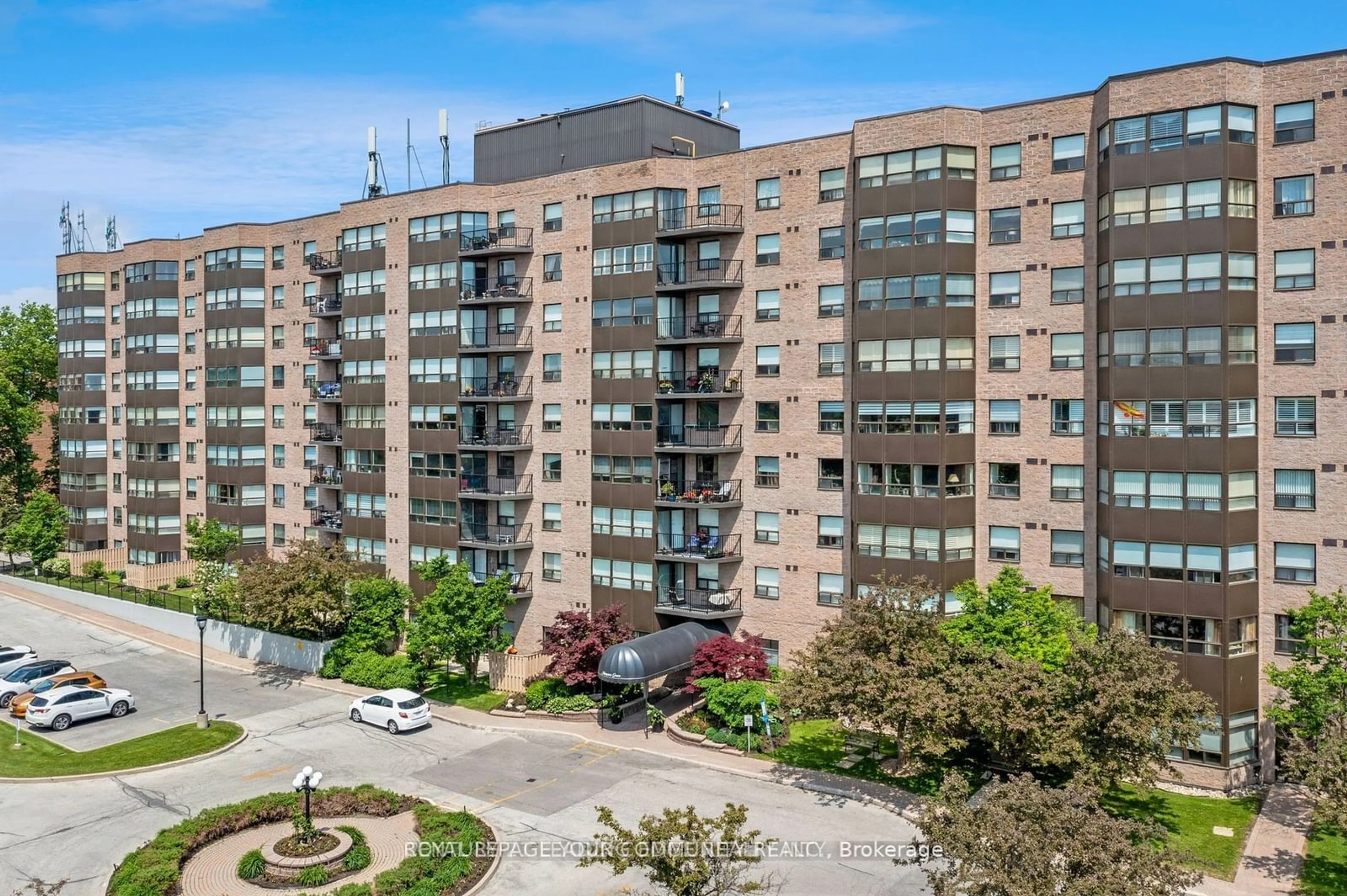 A pic from outside/outdoor area/front of a property/back of a property/a pic from drone, city buildings view from balcony for 2 Raymerville Dr #304, Markham Ontario L3P 7N7