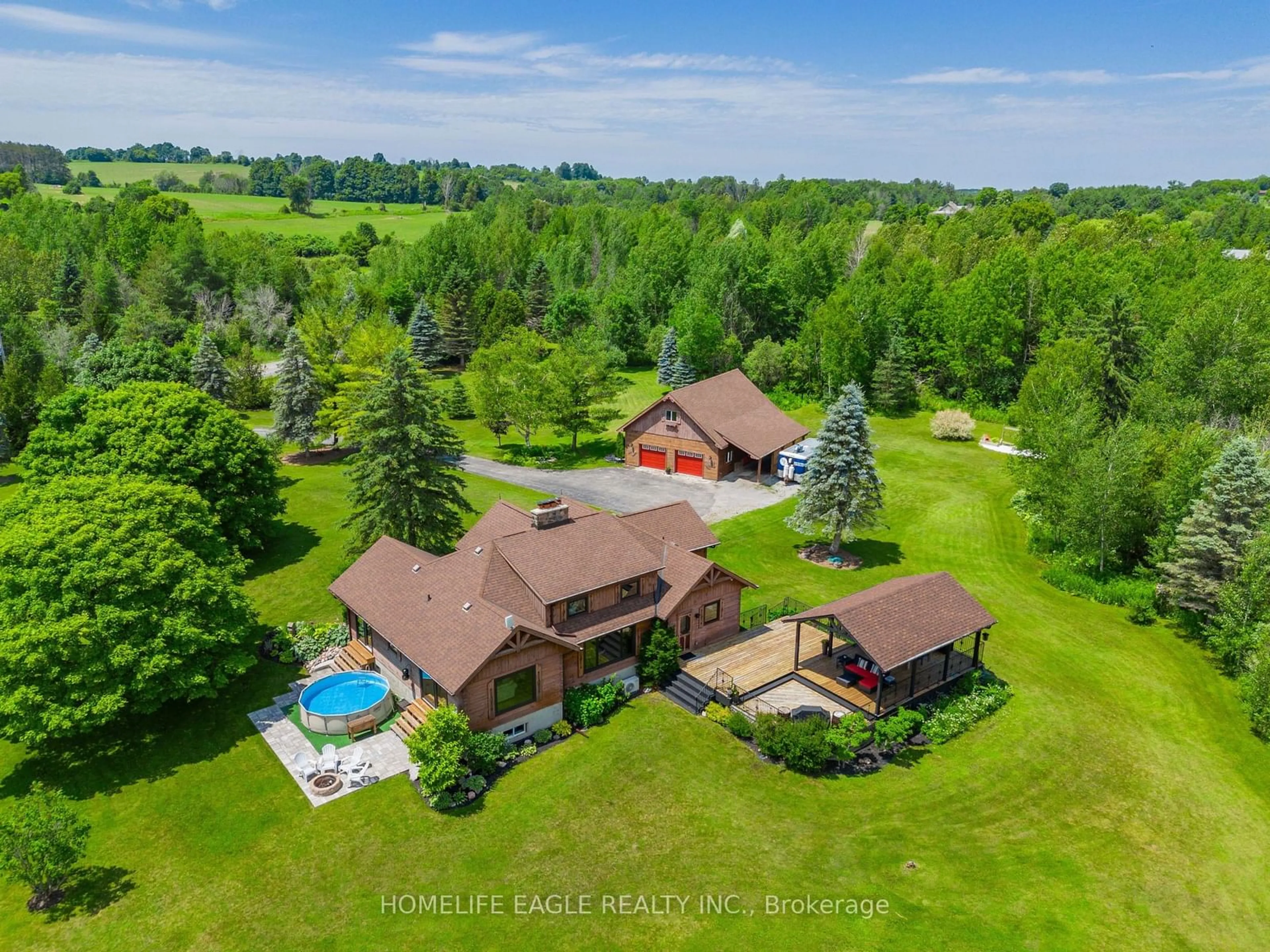 A pic from outside/outdoor area/front of a property/back of a property/a pic from drone, water/lake/river/ocean view for 13551 Concession 5 Rd, Uxbridge Ontario L9P 1R2