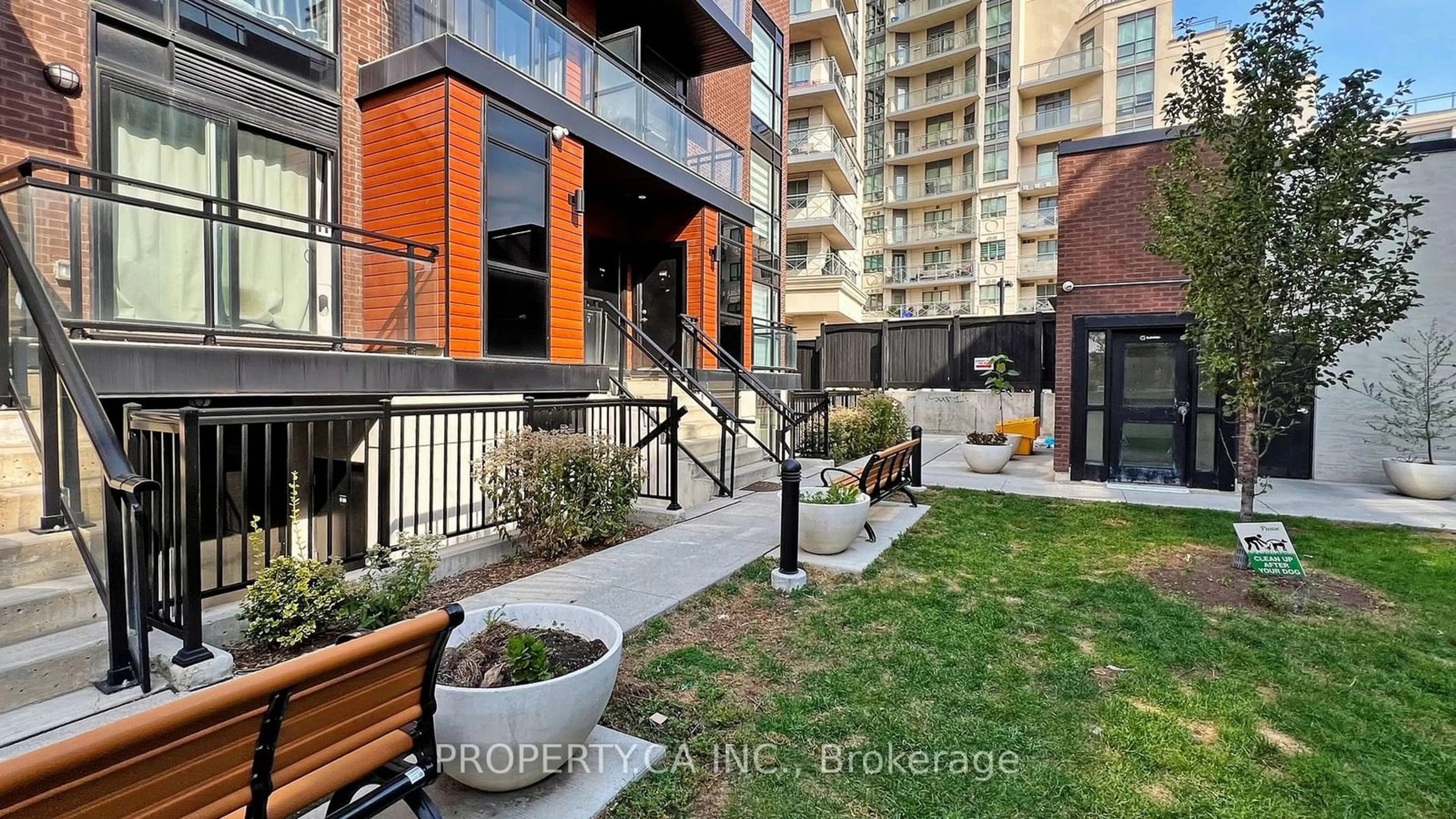 Patio, city buildings view from balcony for 5289 Hwy 7 #203, Vaughan Ontario L4L 0J1