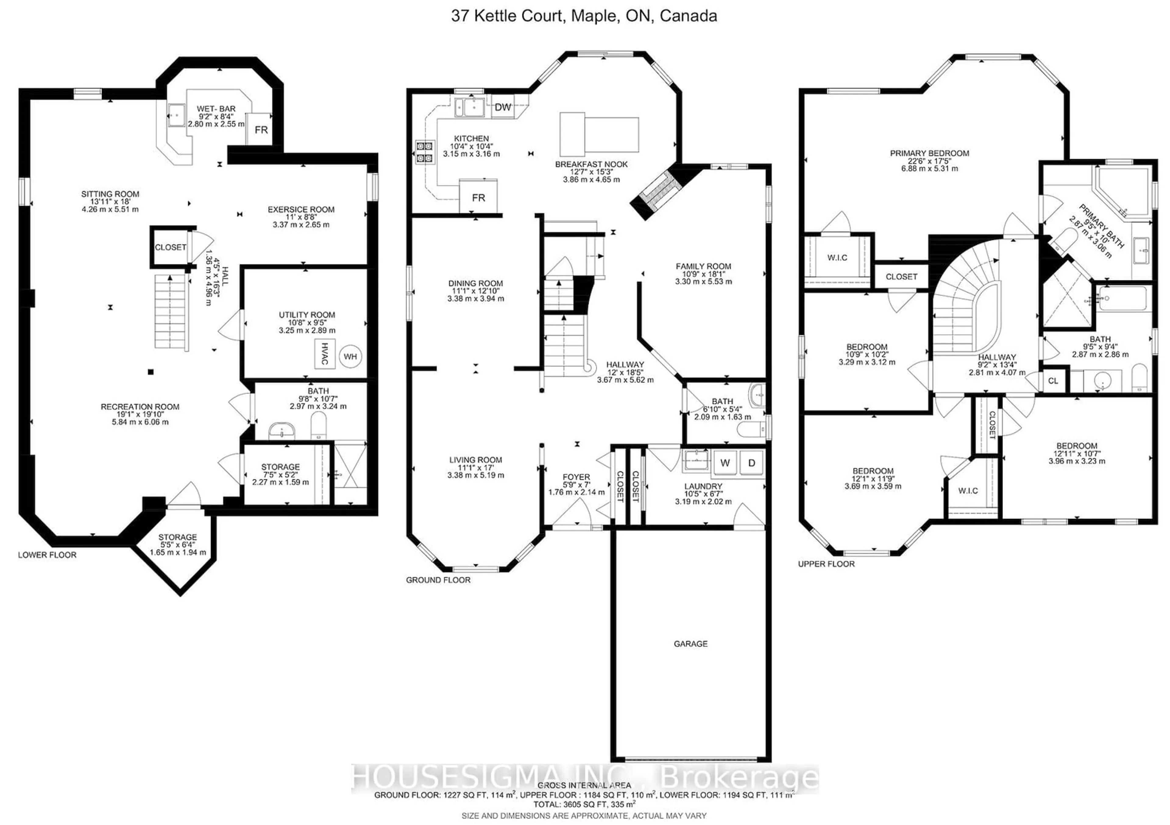 Floor plan for 37 Kettle Crt, Vaughan Ontario L6A 2M2