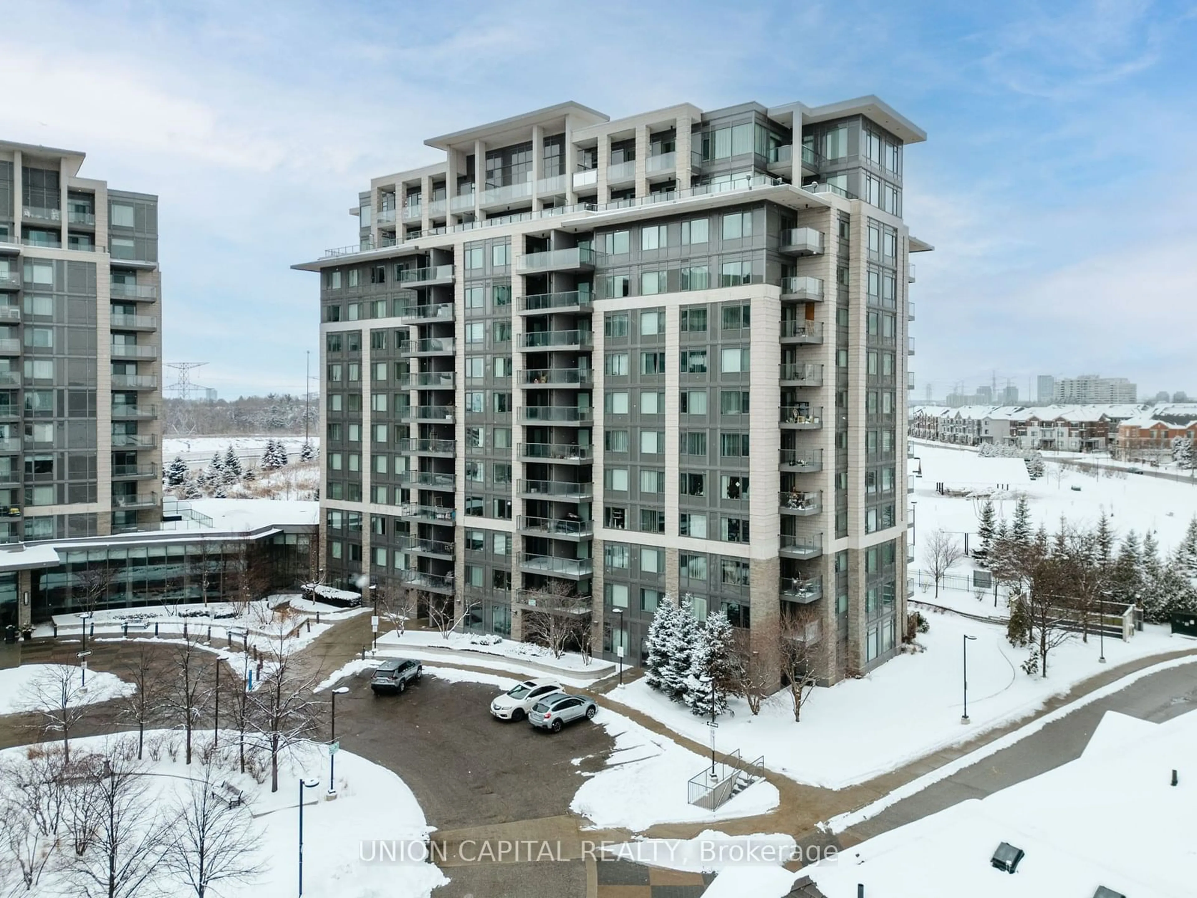 A pic from outside/outdoor area/front of a property/back of a property/a pic from drone, city buildings view from balcony for 233 South Park Rd #1106, Markham Ontario L3T 0B3