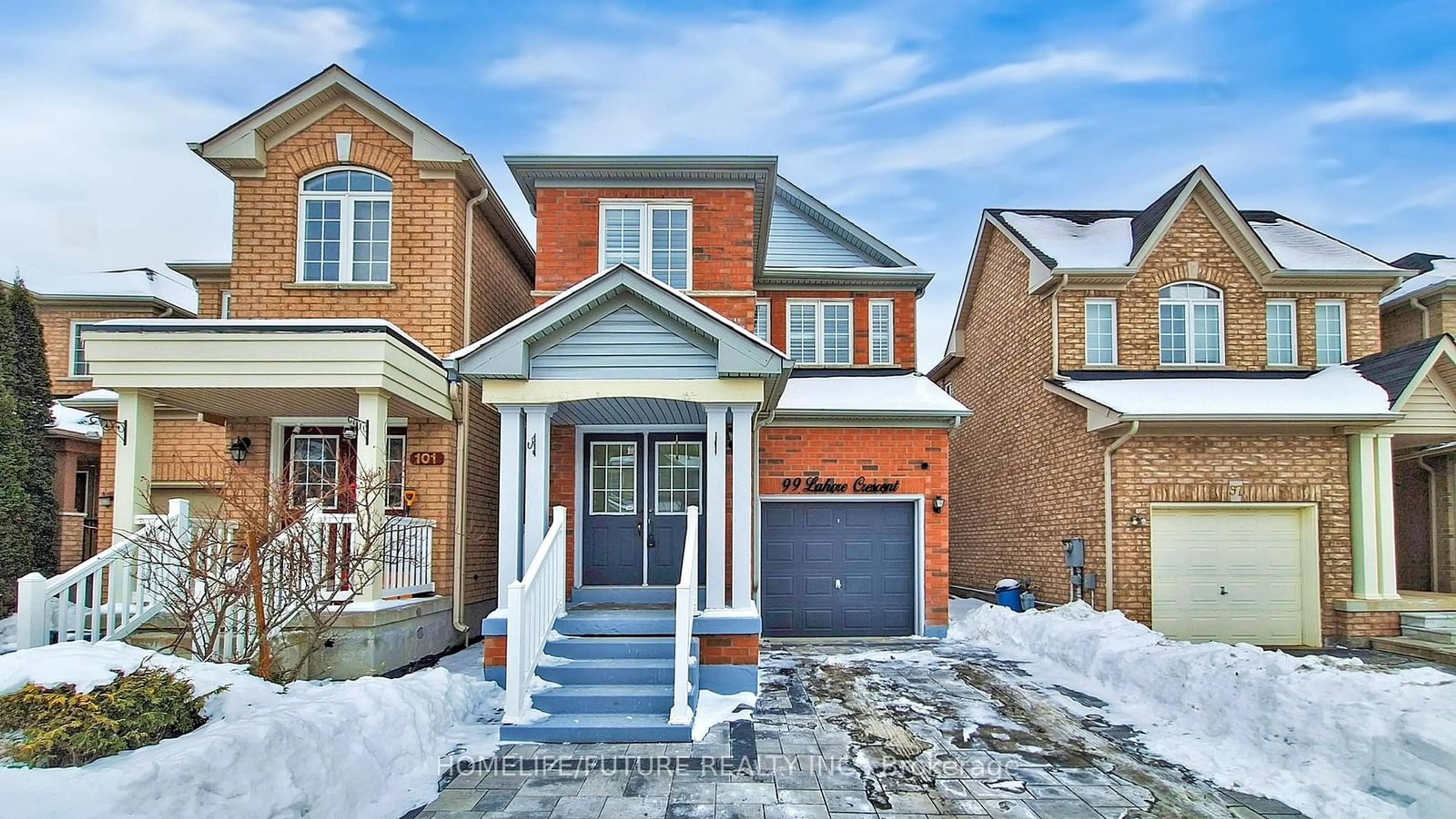 Home with brick exterior material, street for 99 Lahore Cres, Markham Ontario L3S 0A7