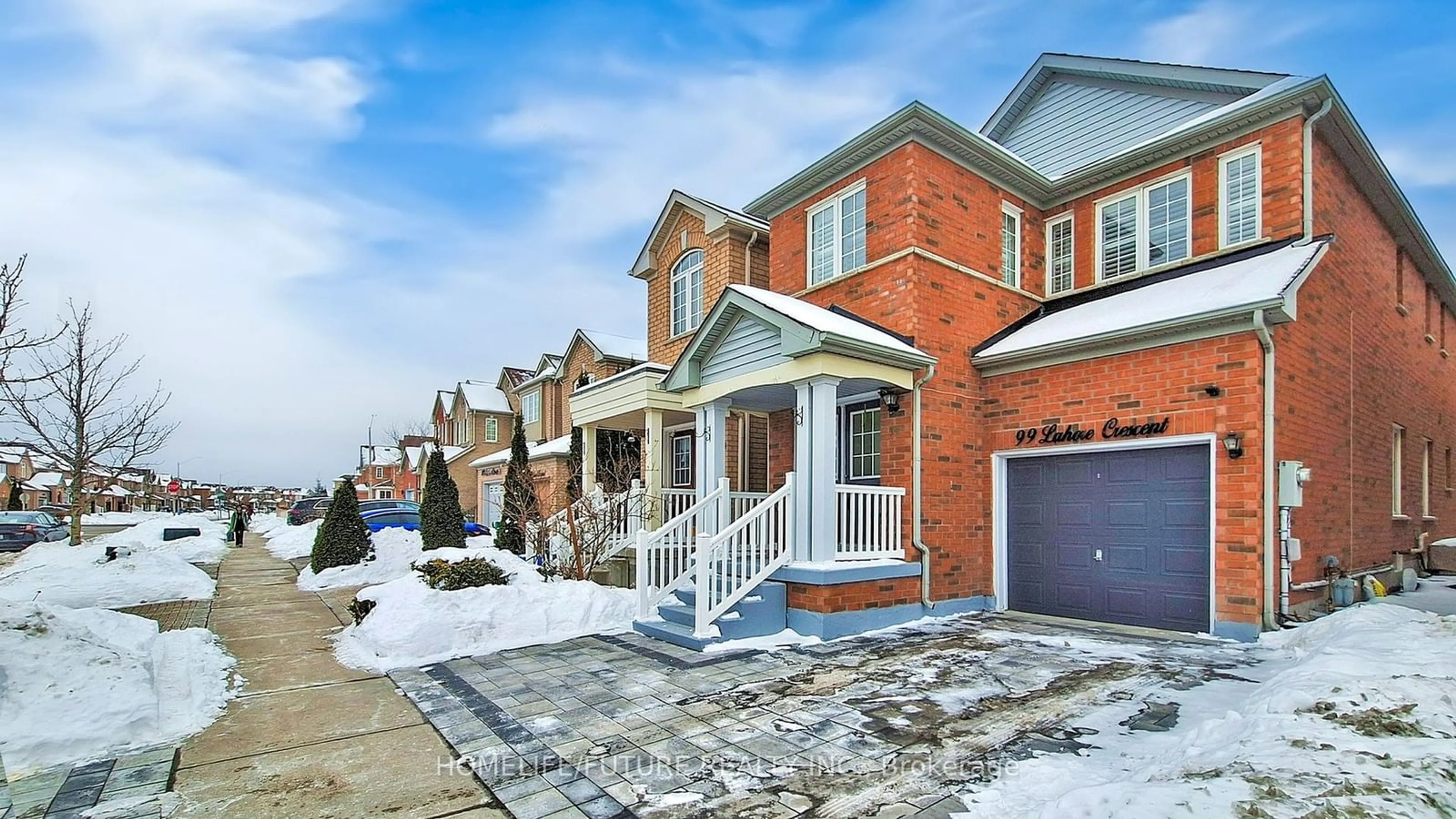 Home with brick exterior material, street for 99 Lahore Cres, Markham Ontario L3S 0A7