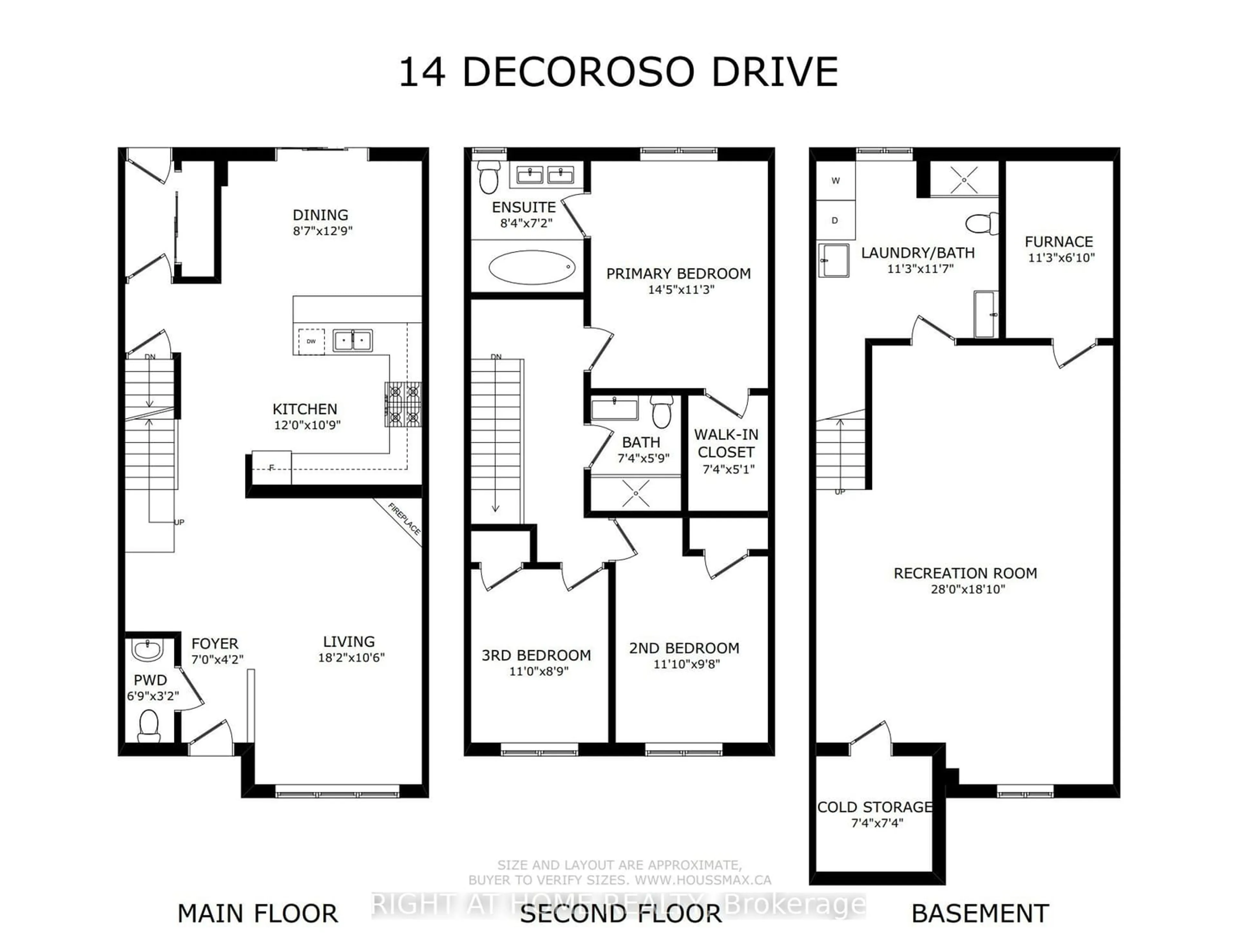 Floor plan for 14 Decoroso Dr, Vaughan Ontario L4H 1V2