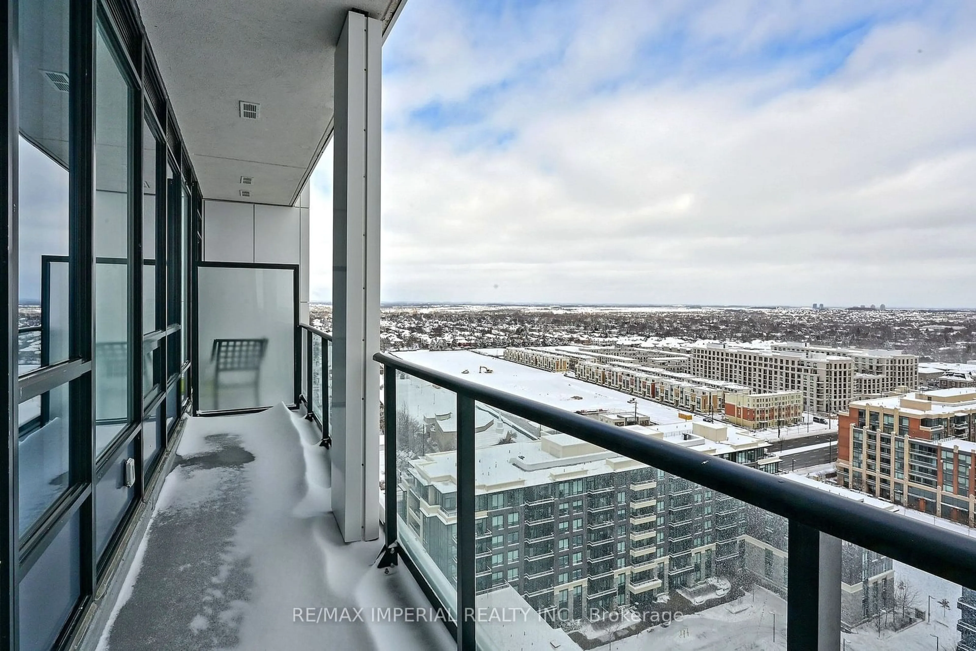 Balcony in the apartment, city buildings view from balcony for 18 Water Walk Dr #2201, Markham Ontario L3R 6L5