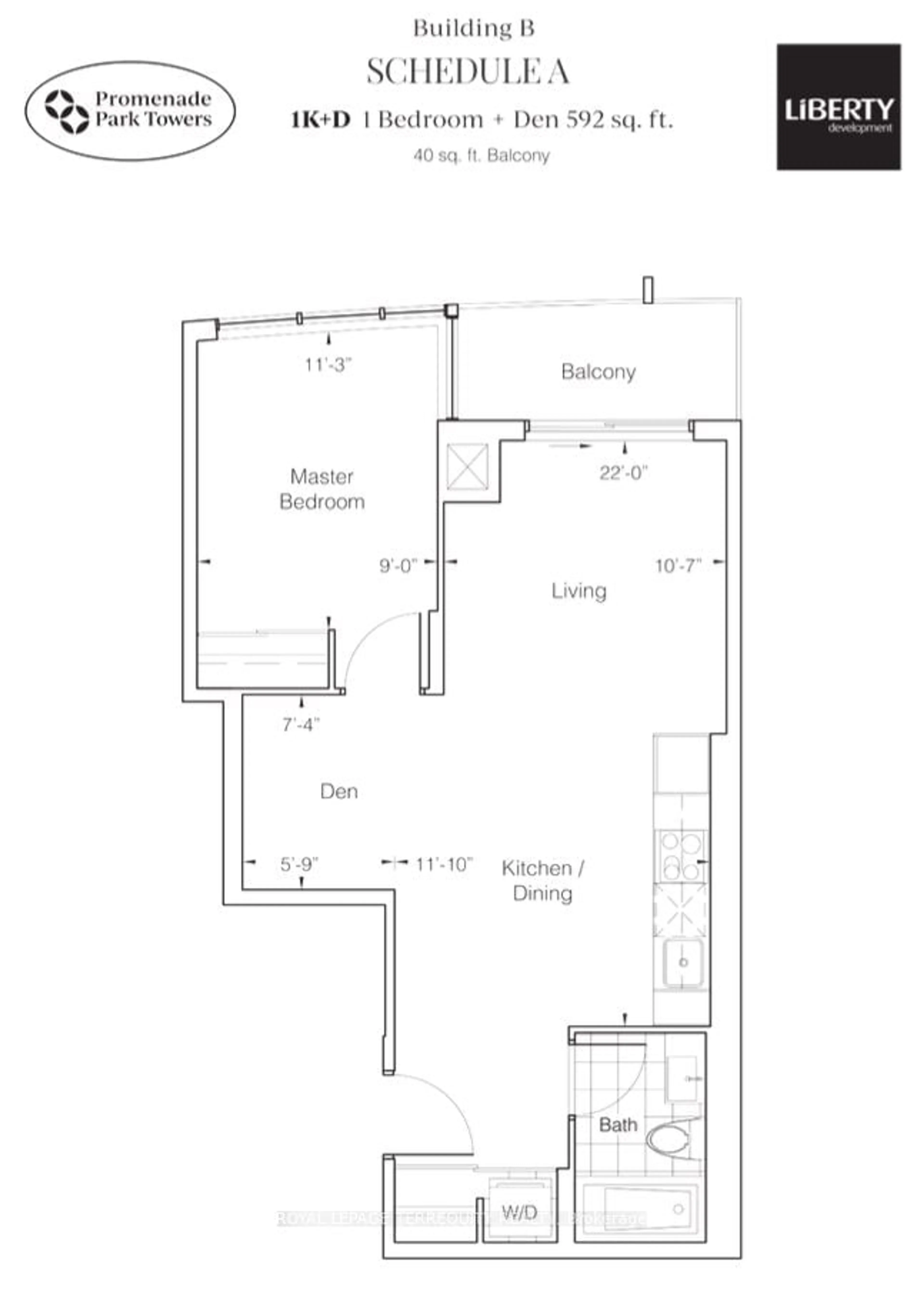 Floor plan for 50 Upper Mall Way #2612, Vaughan Ontario L4J 0J2