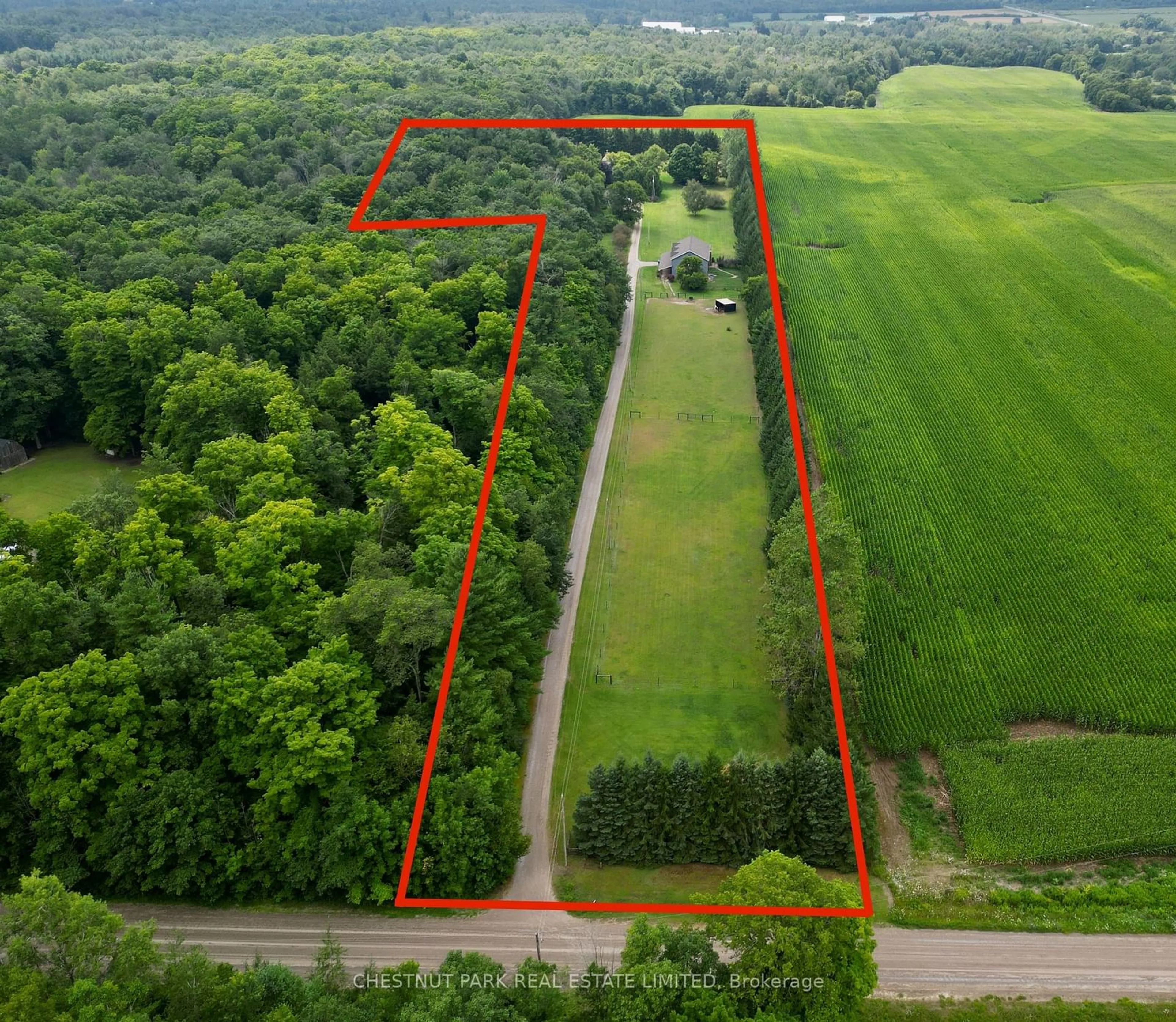 A pic from outside/outdoor area/front of a property/back of a property/a pic from drone, forest/trees view for 11590 S Side Road 17, Brock Ontario L0C 1H0