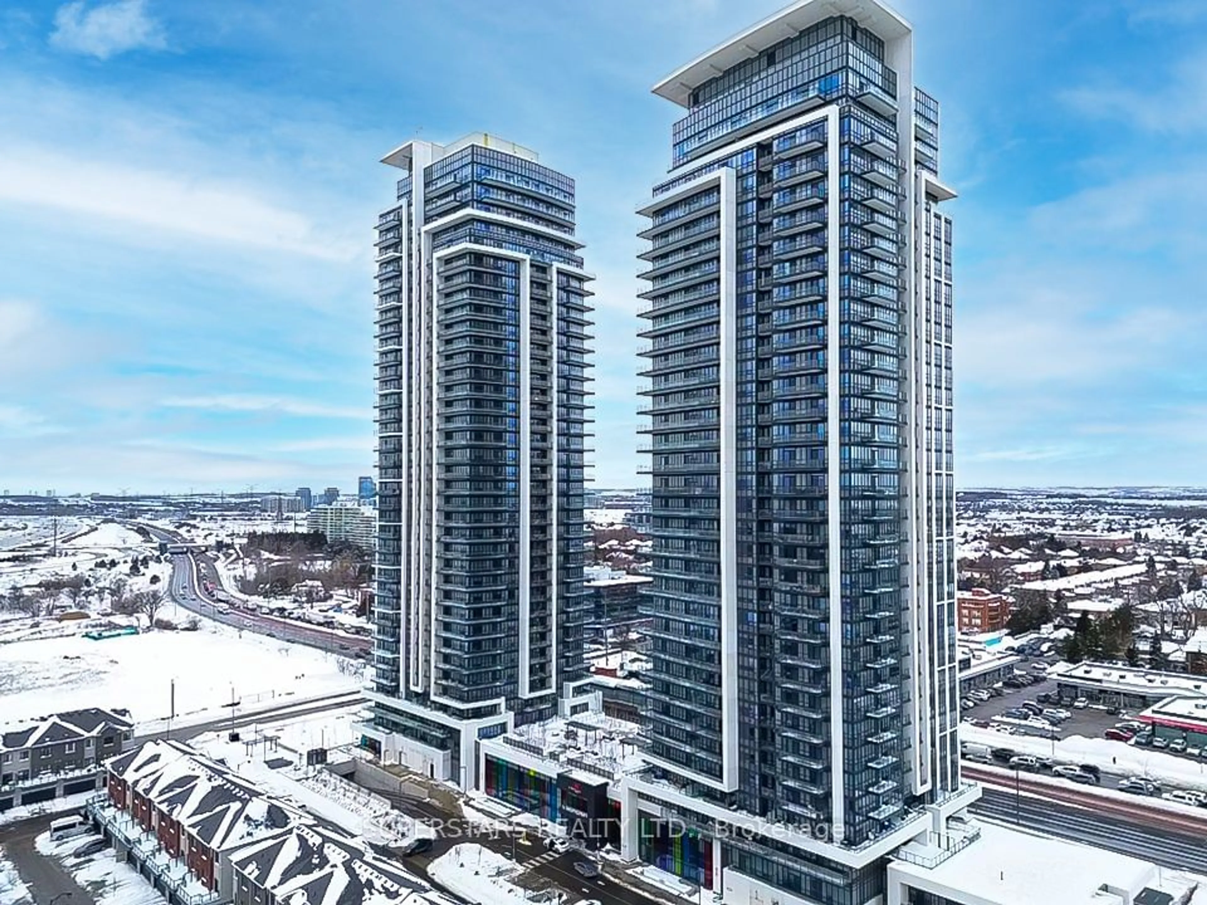 A pic from outside/outdoor area/front of a property/back of a property/a pic from drone, city buildings view from balcony for 12 Gandhi Lane #203, Markham Ontario L3T 0G8