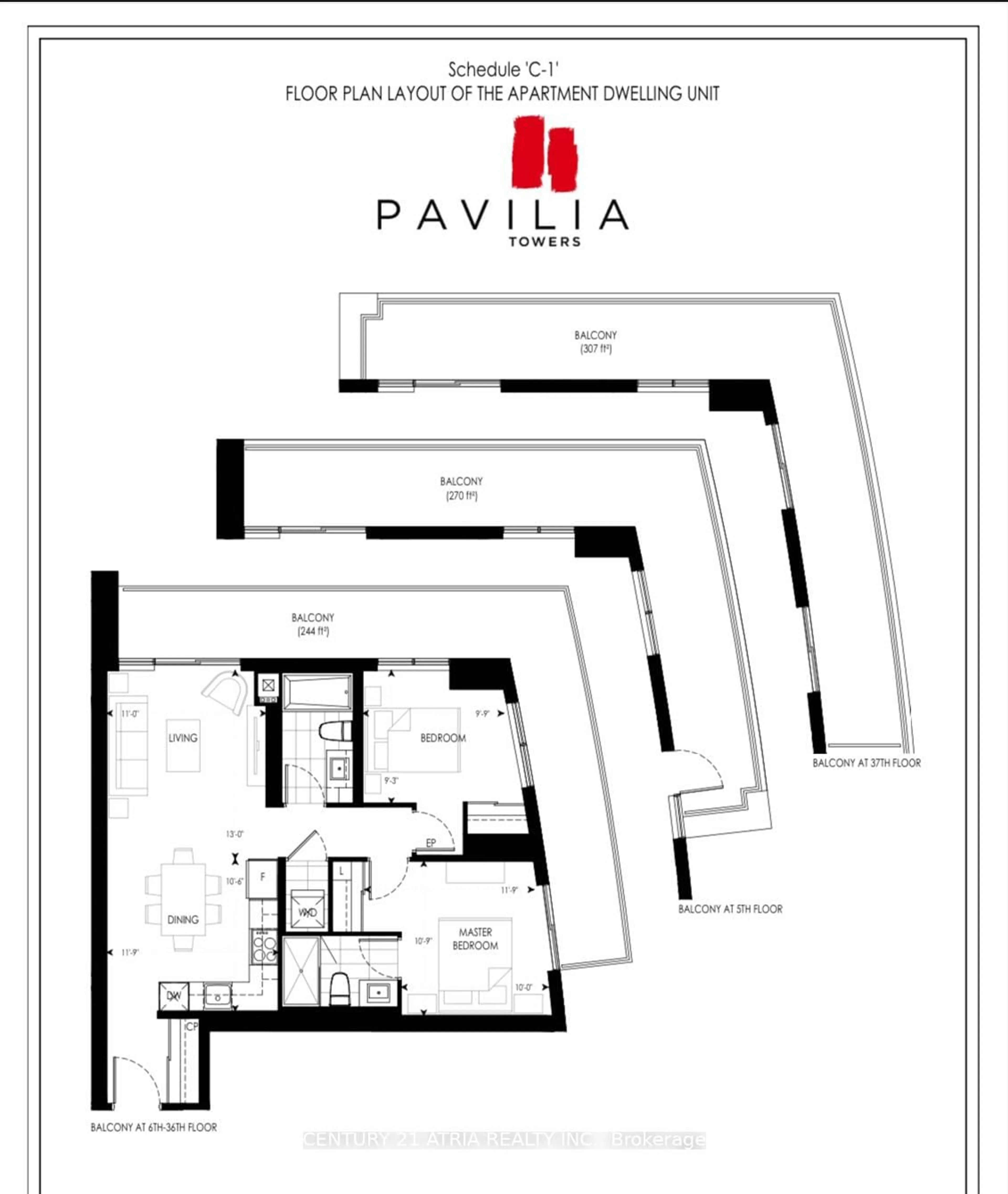 Floor plan for 12 Gandhi Lane #2902, Markham Ontario L3T 0G8