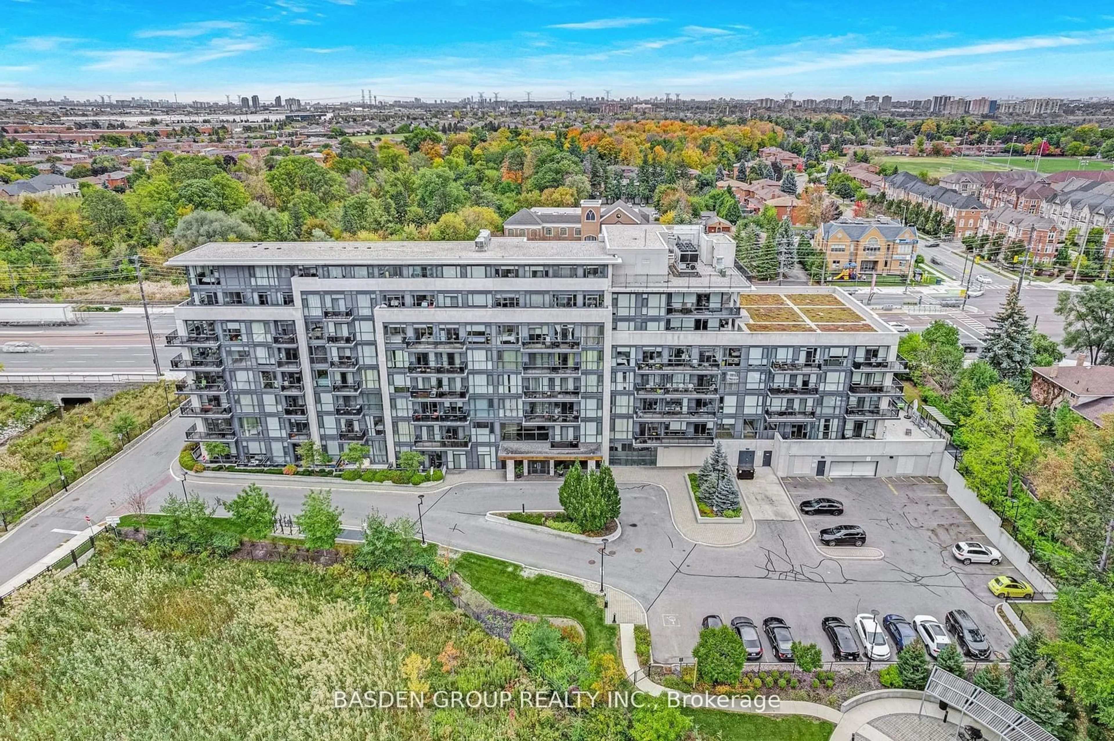 A pic from outside/outdoor area/front of a property/back of a property/a pic from drone, city buildings view from balcony for 4700 Highway 7 Rd #705, Vaughan Ontario L4L 0B4