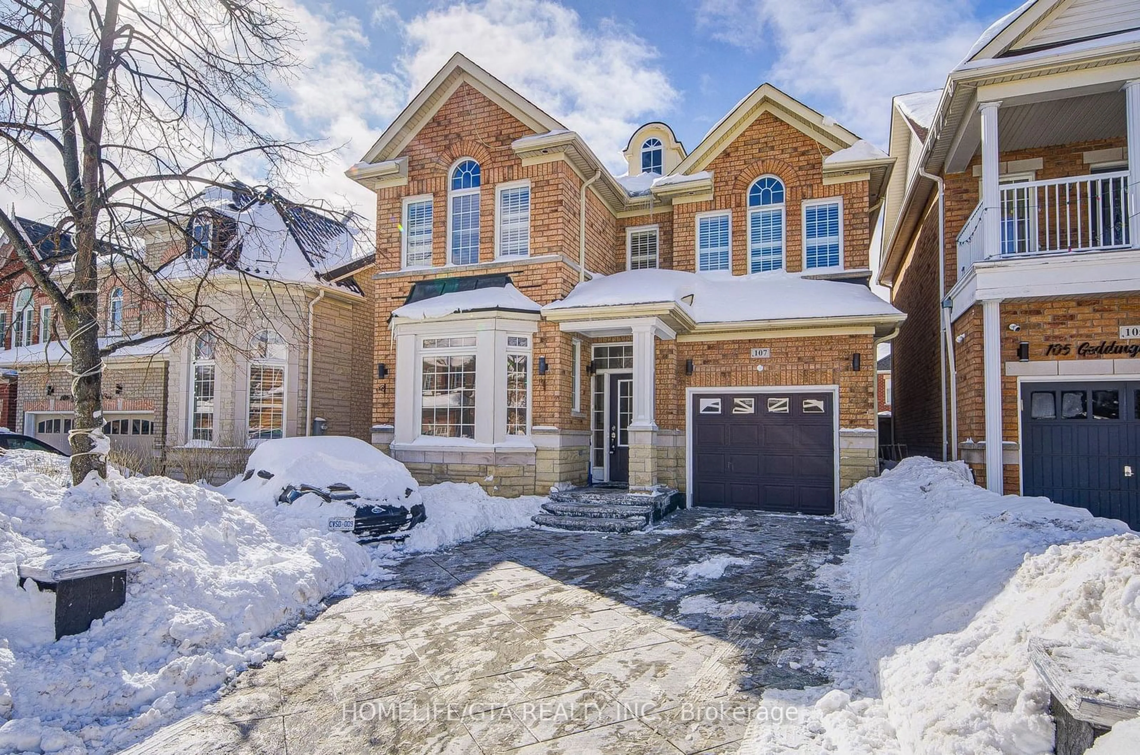 Home with brick exterior material, street for 107 Geddington Cres, Markham Ontario L6B 0M7