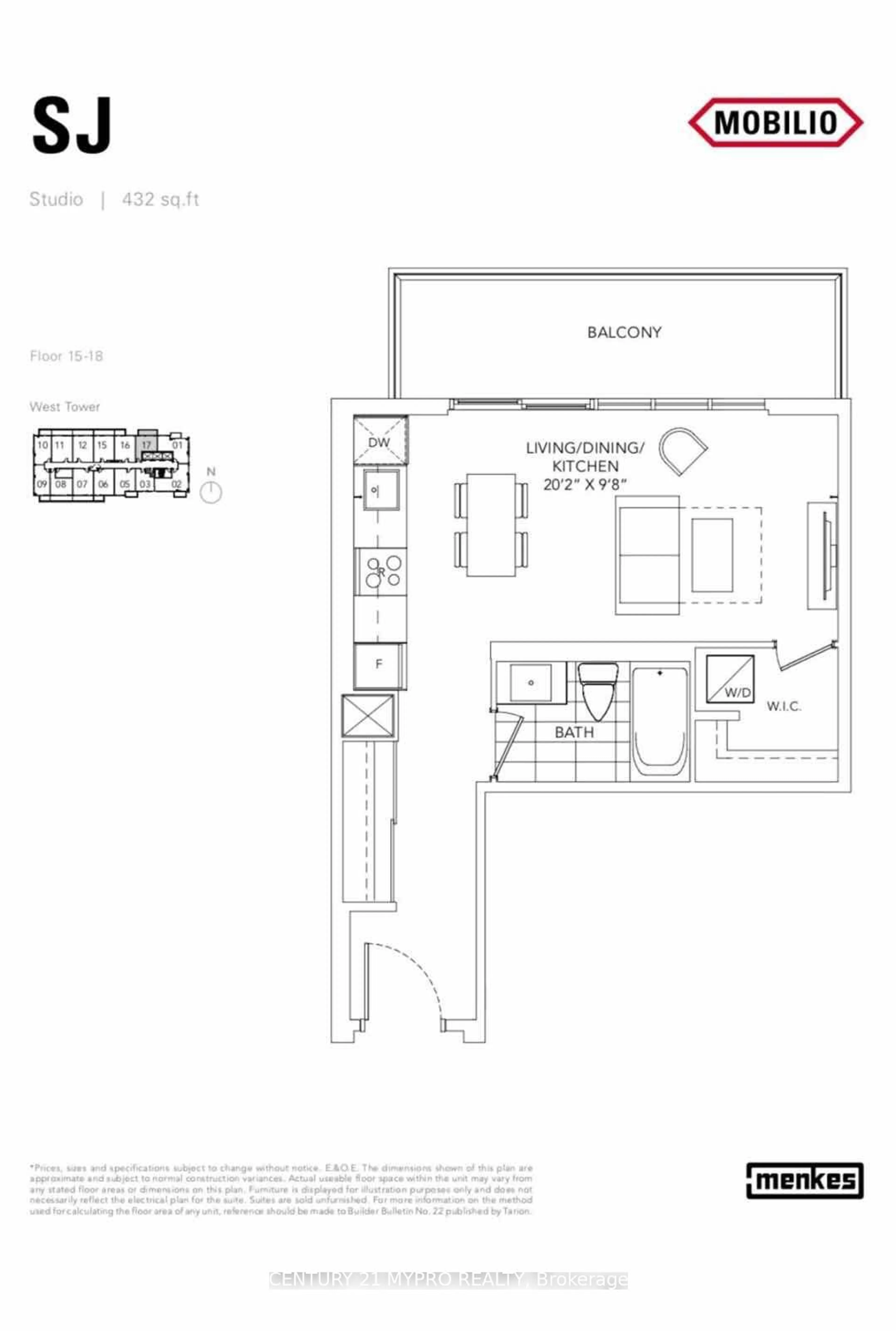 Floor plan for 10 Honeycrisp Cres #1617, Vaughan Ontario L4K 0M7