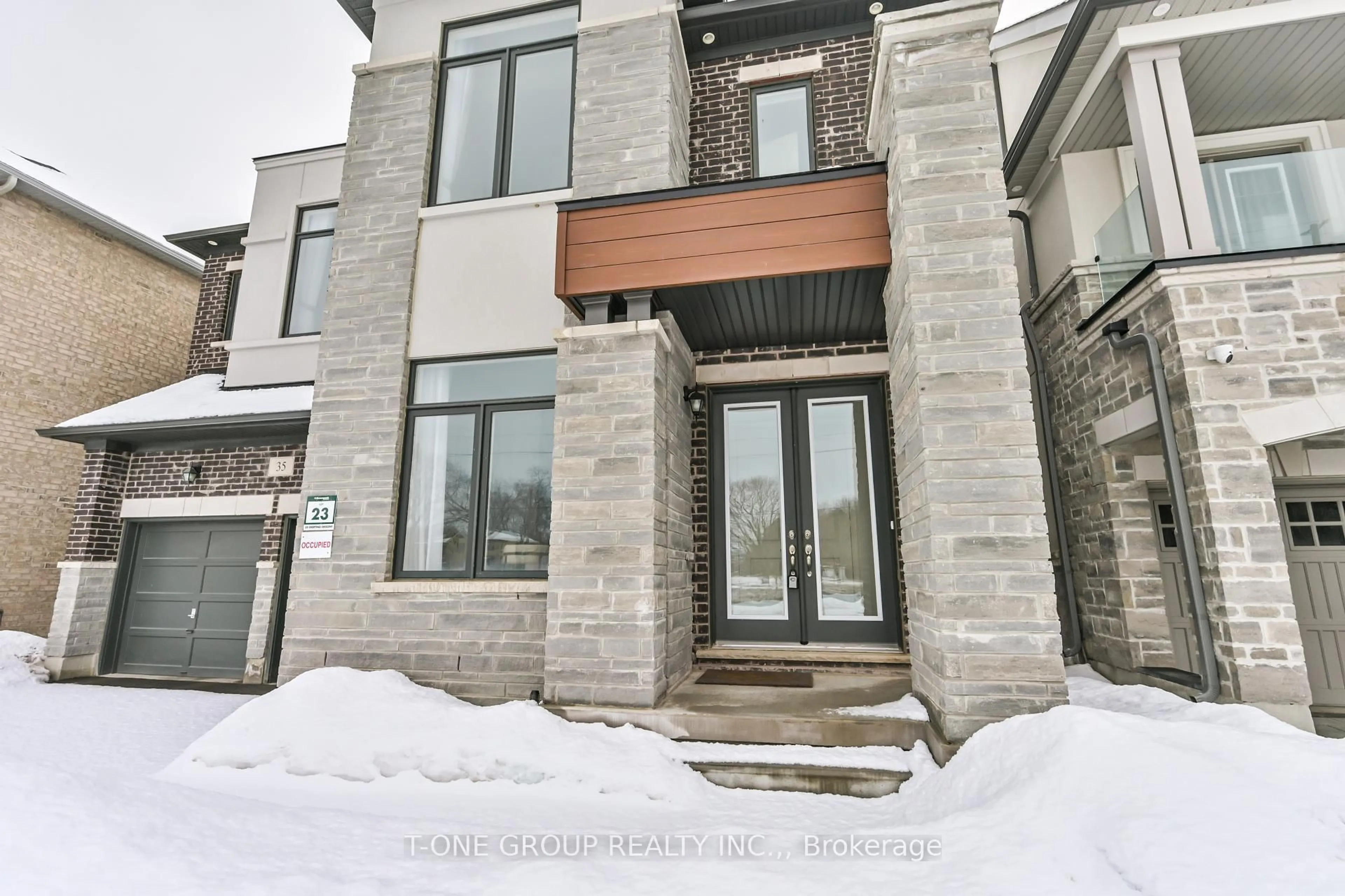 Home with brick exterior material, street for 35 Crofting Cres, Markham Ontario L6E 0W1