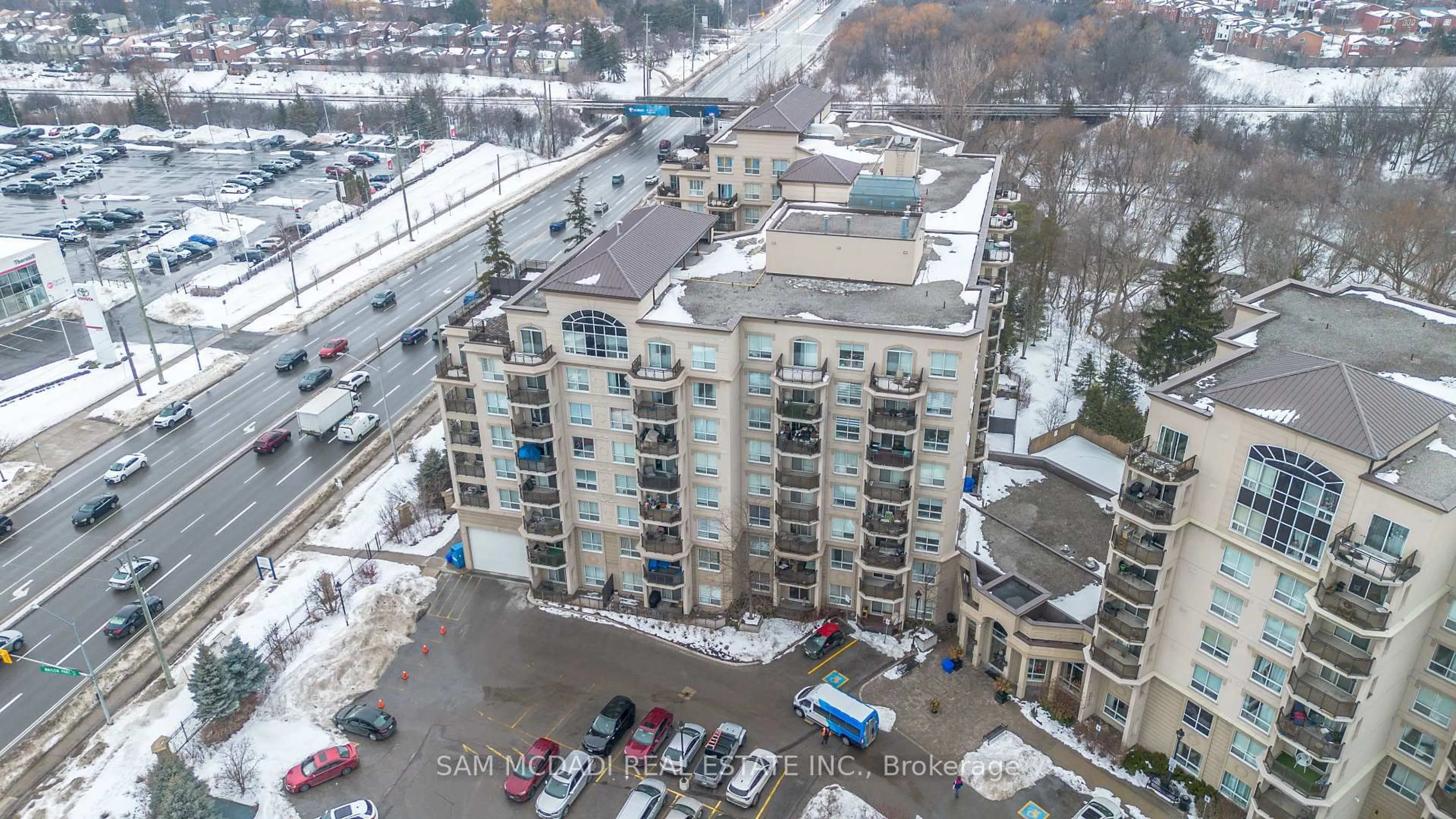 A pic from outside/outdoor area/front of a property/back of a property/a pic from drone, city buildings view from balcony for 8 Maison Parc Crt #303, Vaughan Ontario L4J 9K5