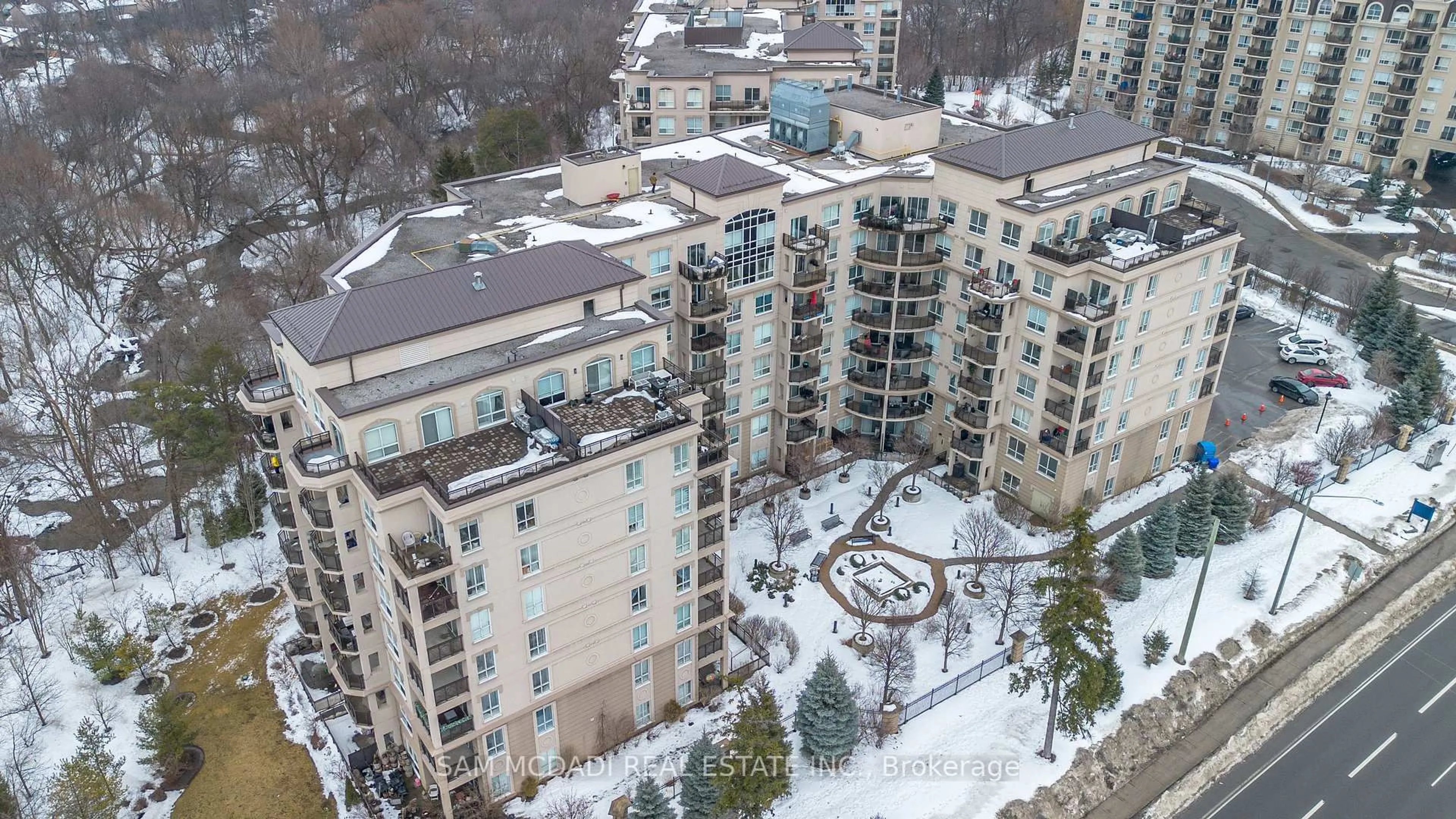 A pic from outside/outdoor area/front of a property/back of a property/a pic from drone, city buildings view from balcony for 8 Maison Parc Crt #303, Vaughan Ontario L4J 9K5