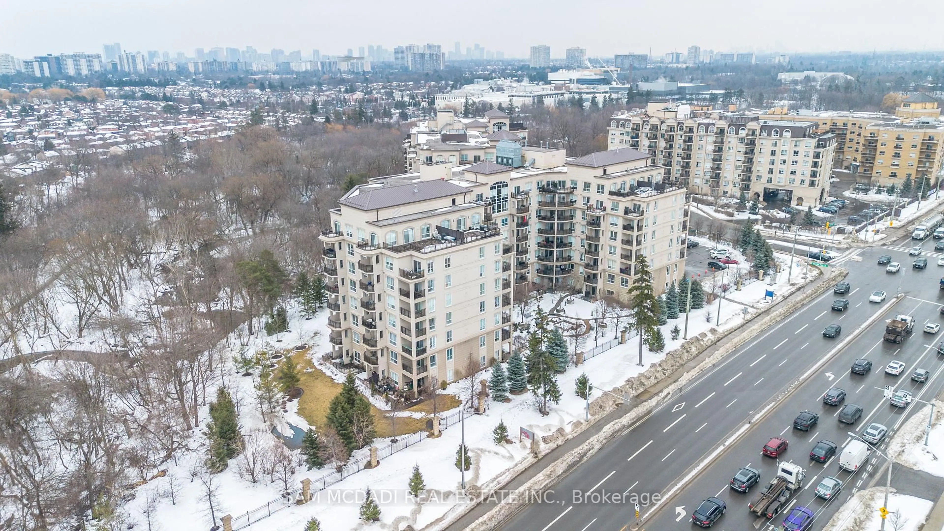 A pic from outside/outdoor area/front of a property/back of a property/a pic from drone, city buildings view from balcony for 8 Maison Parc Crt #303, Vaughan Ontario L4J 9K5