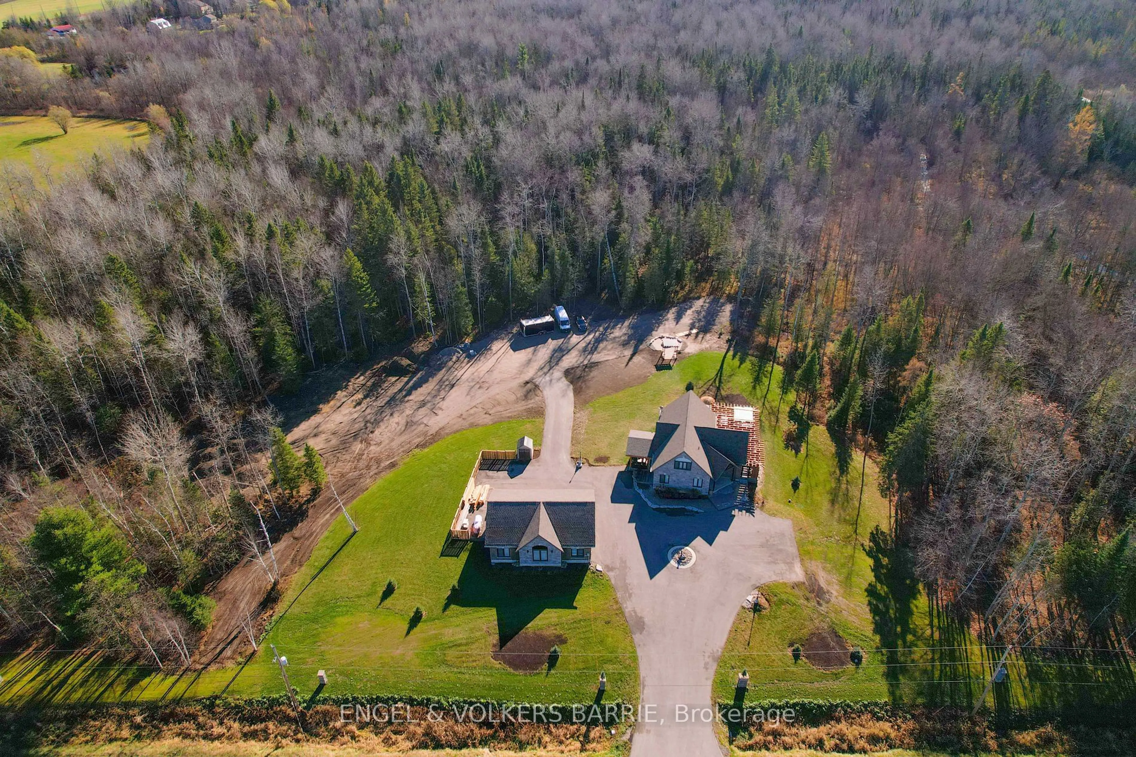 A pic from outside/outdoor area/front of a property/back of a property/a pic from drone, forest/trees view for 6605 County Road 21, Essa Ontario L9R 1V2