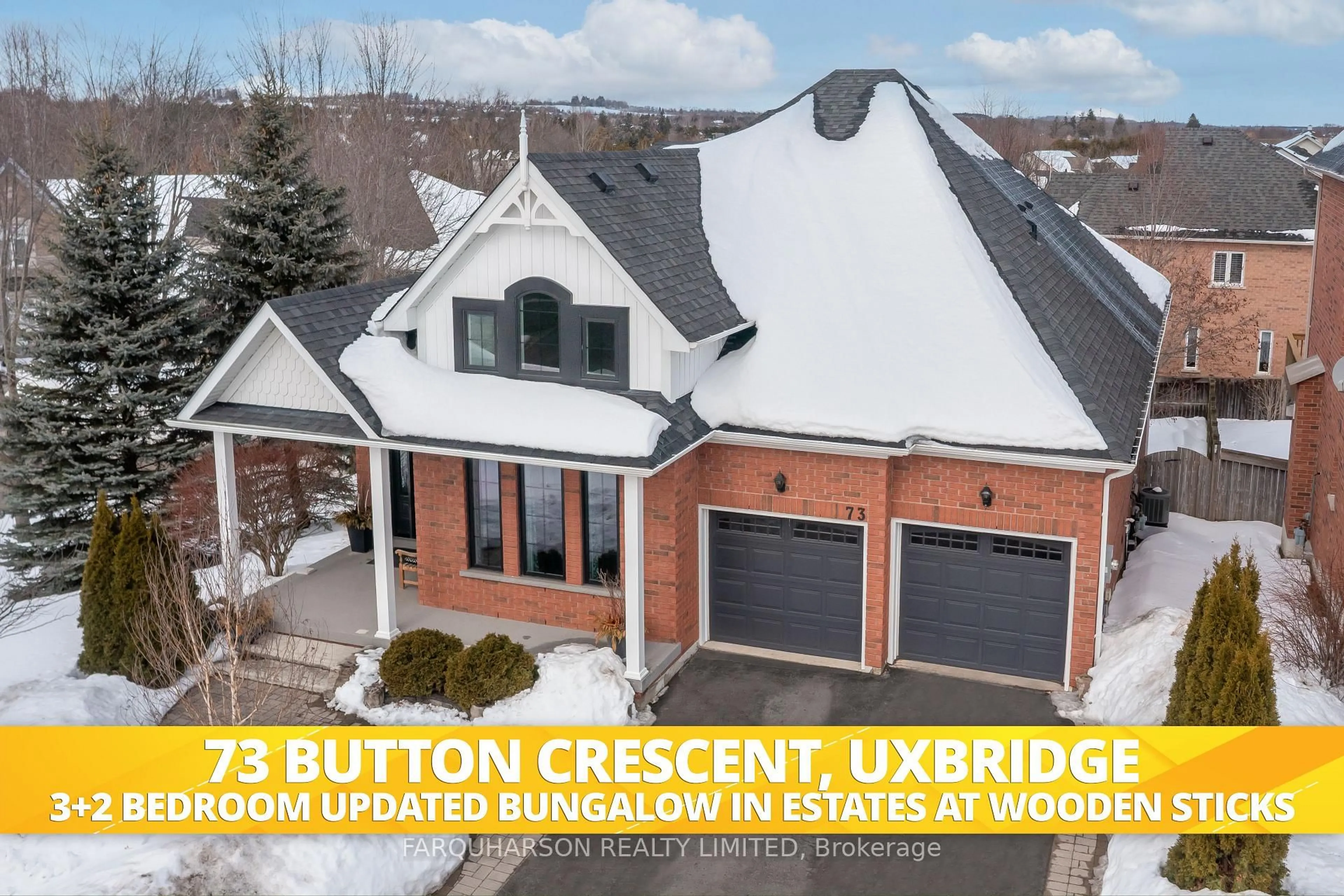 A pic from outside/outdoor area/front of a property/back of a property/a pic from drone, building for 73 Button Cres, Uxbridge Ontario L9P 1Z6