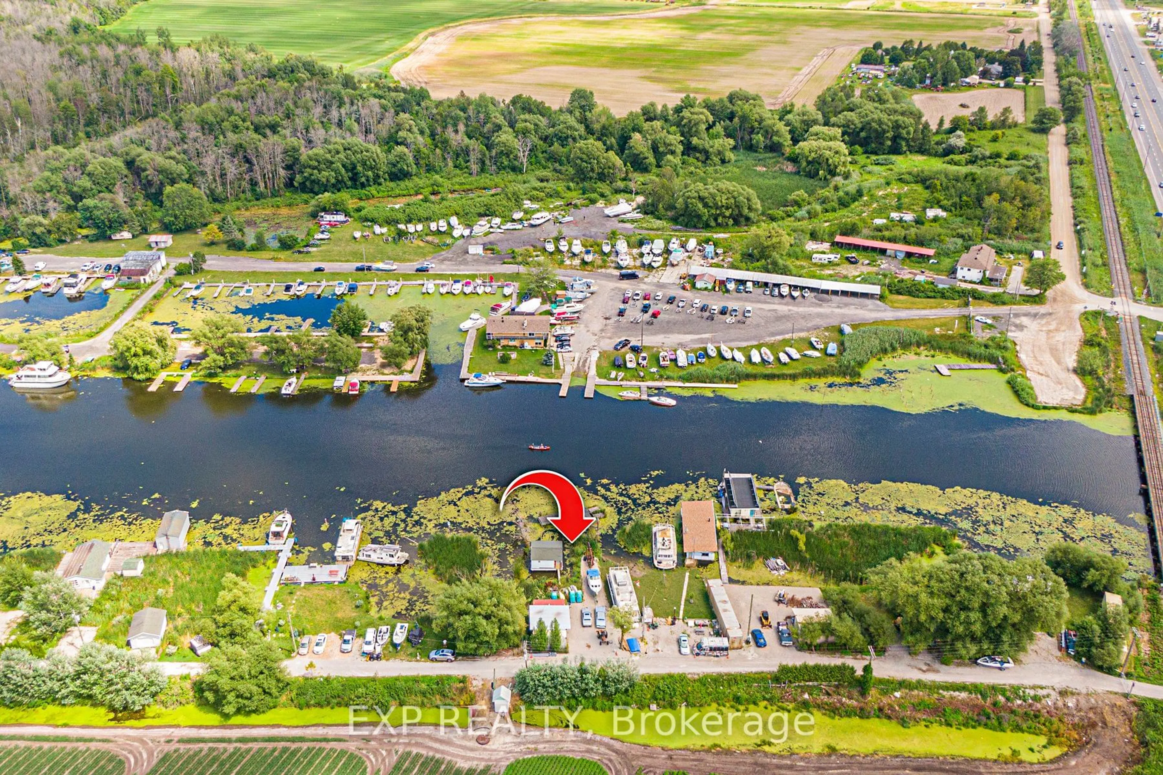 A pic from outside/outdoor area/front of a property/back of a property/a pic from drone, water/lake/river/ocean view for 17 Private Dr, Bradford West Gwillimbury Ontario L3Z 3H3