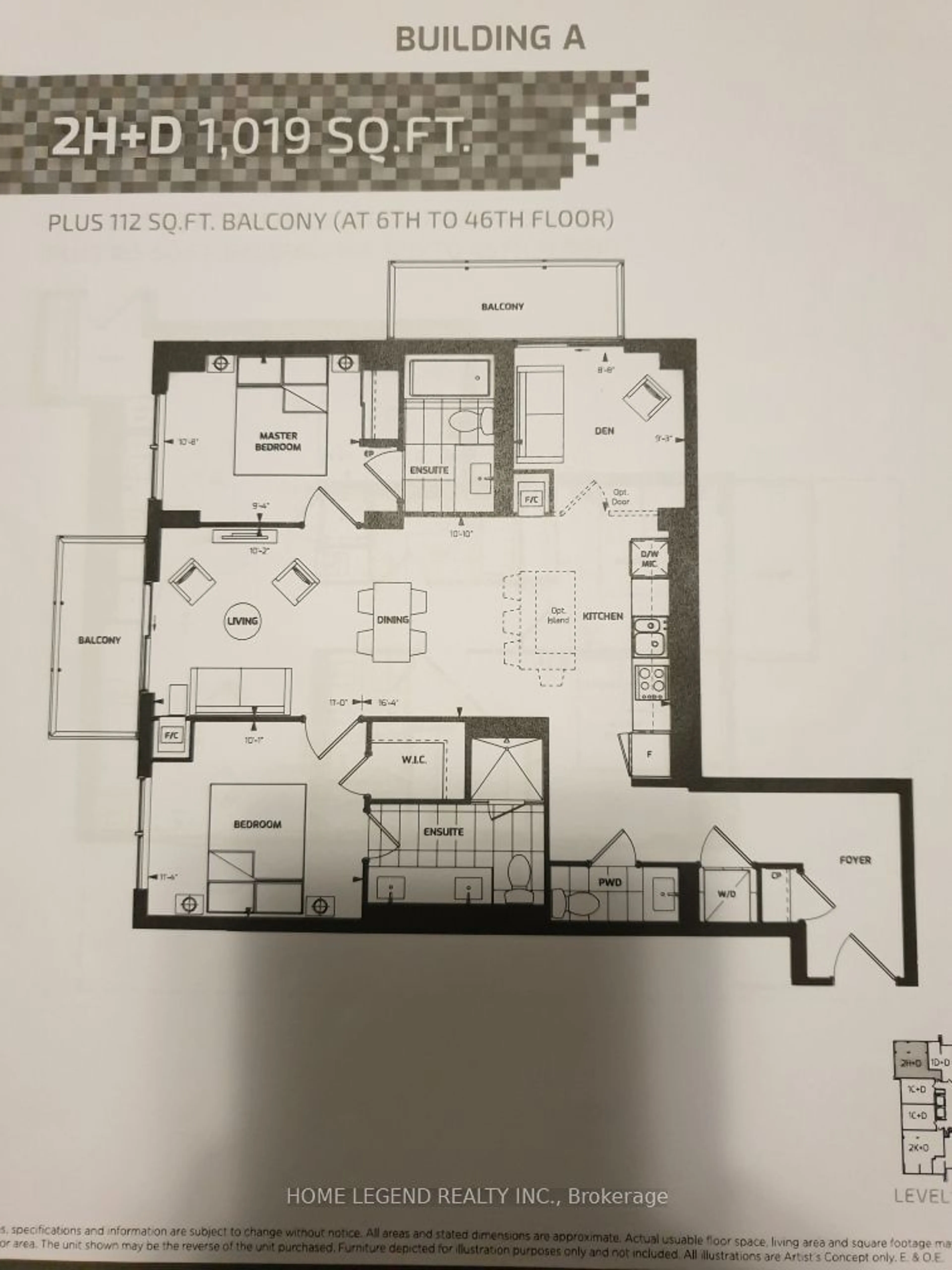 Floor plan for 8 Water Walk Dr #2610, Markham Ontario L3R 6L4