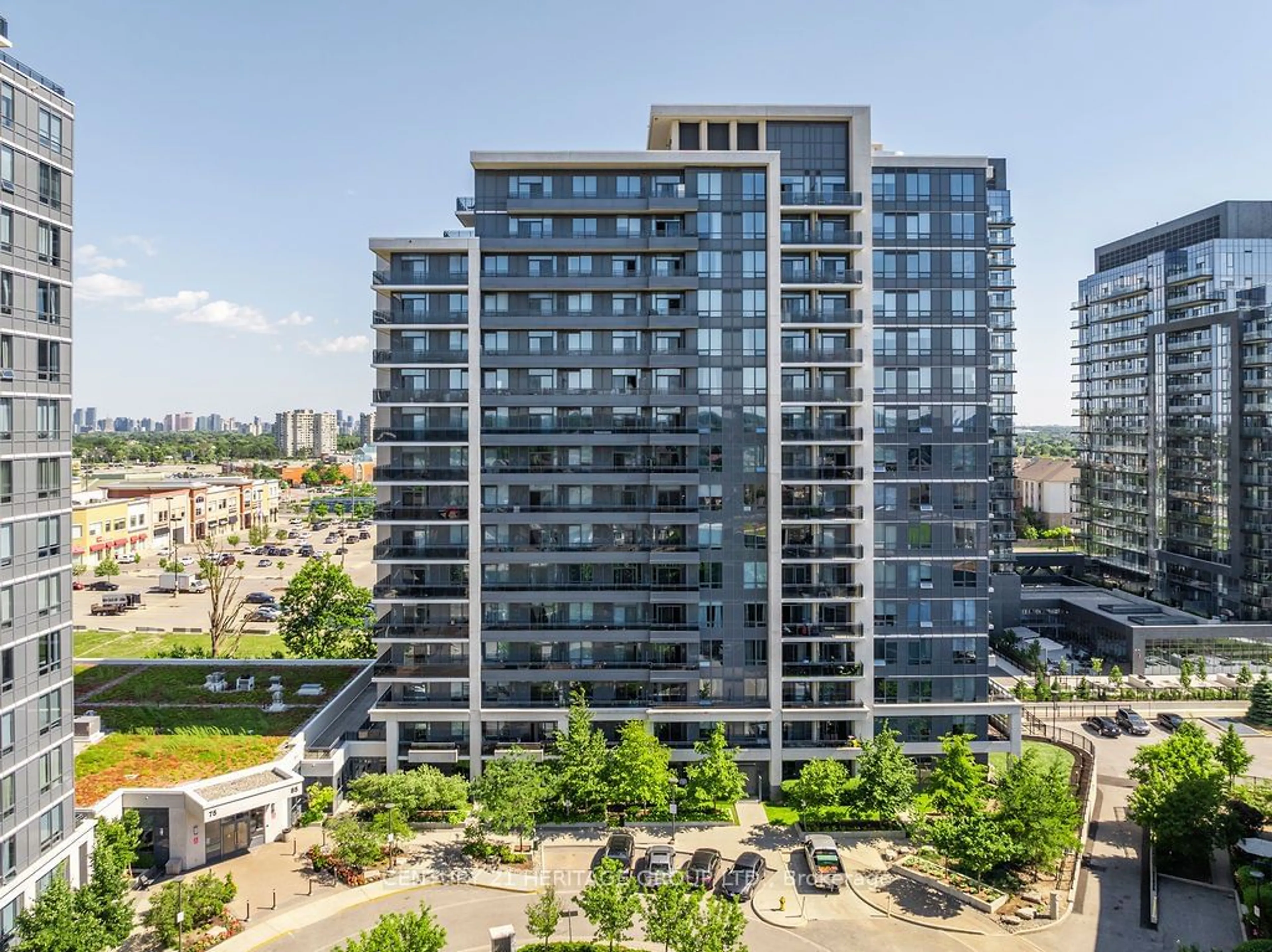 A pic from outside/outdoor area/front of a property/back of a property/a pic from drone, city buildings view from balcony for 85 North Park Rd #406, Vaughan Ontario L4J 0H9