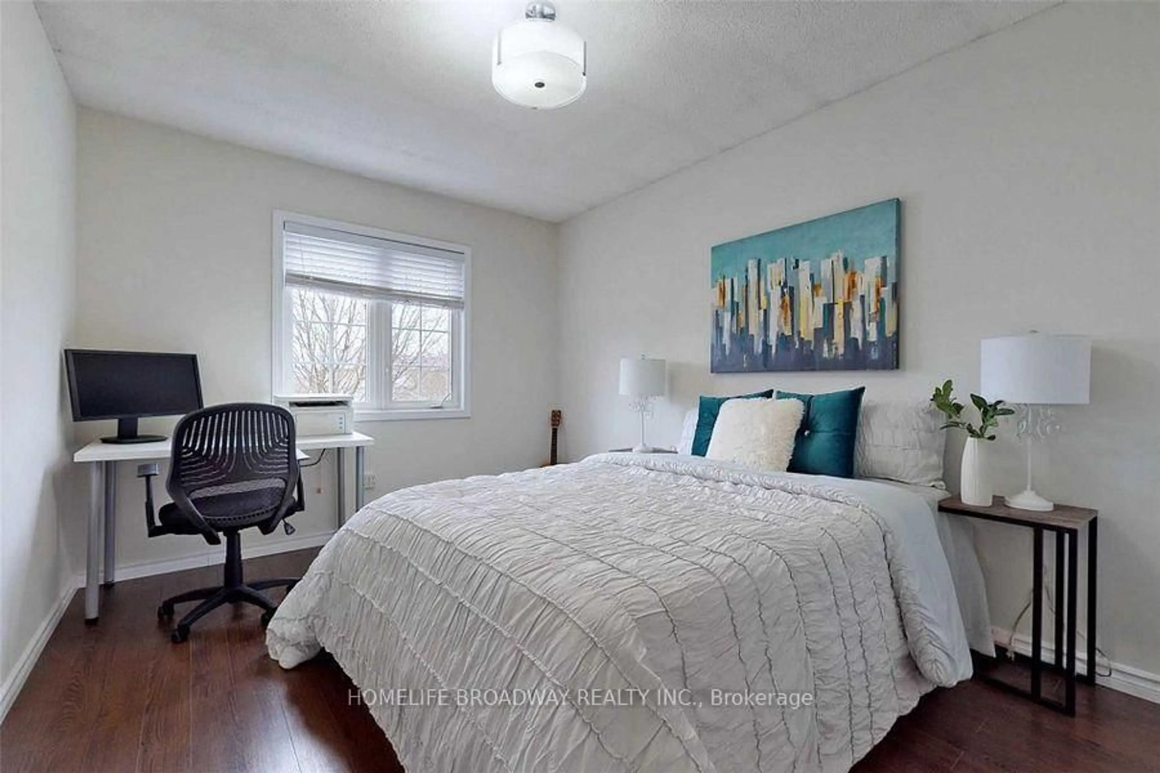 Bedroom with bed, wood/laminate floor for 39 Horstman St, Markham Ontario L3S 4G4
