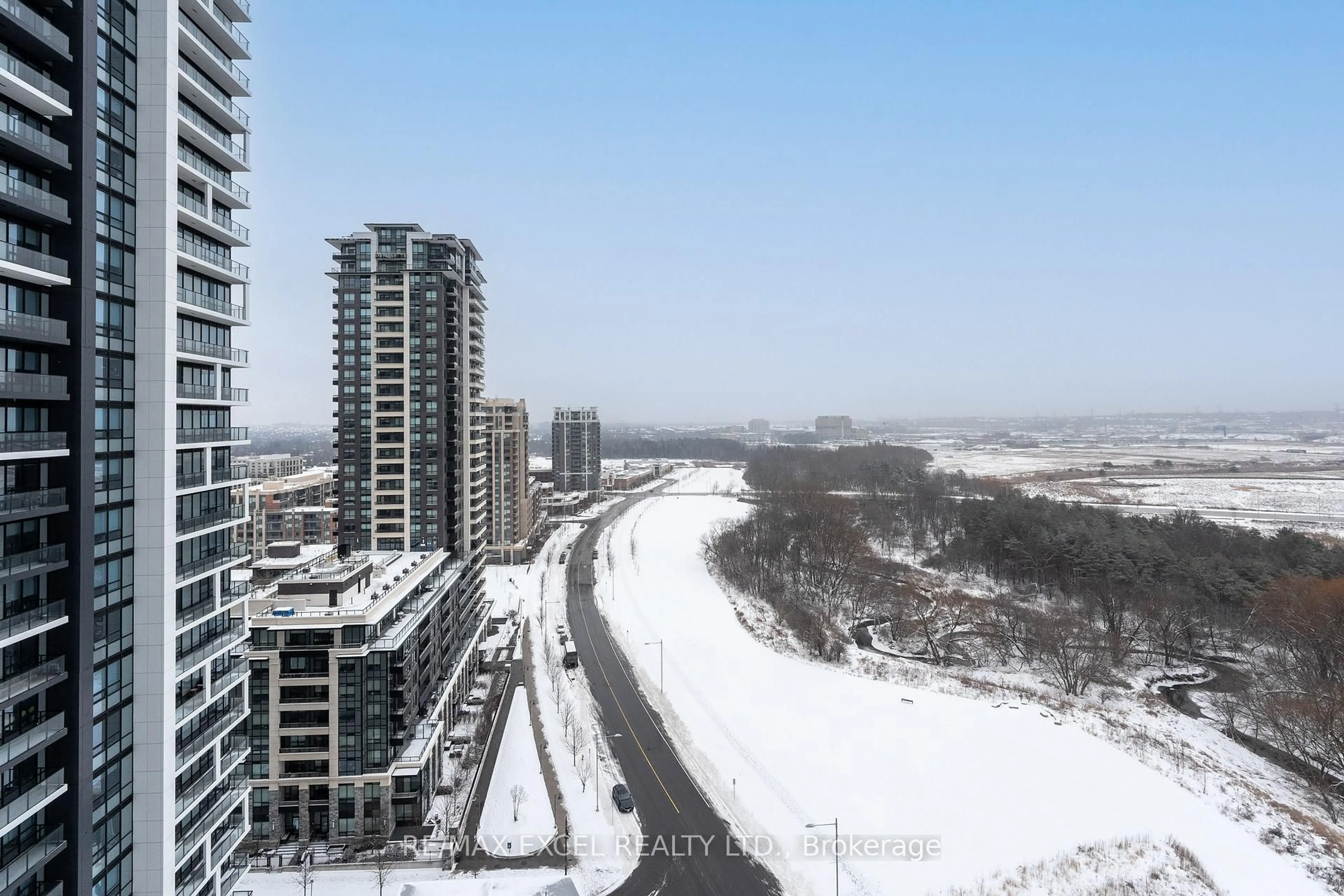 A pic from outside/outdoor area/front of a property/back of a property/a pic from drone, city buildings view from balcony for 8 Water Walk Dr #2011, Markham Ontario L3R 6L4