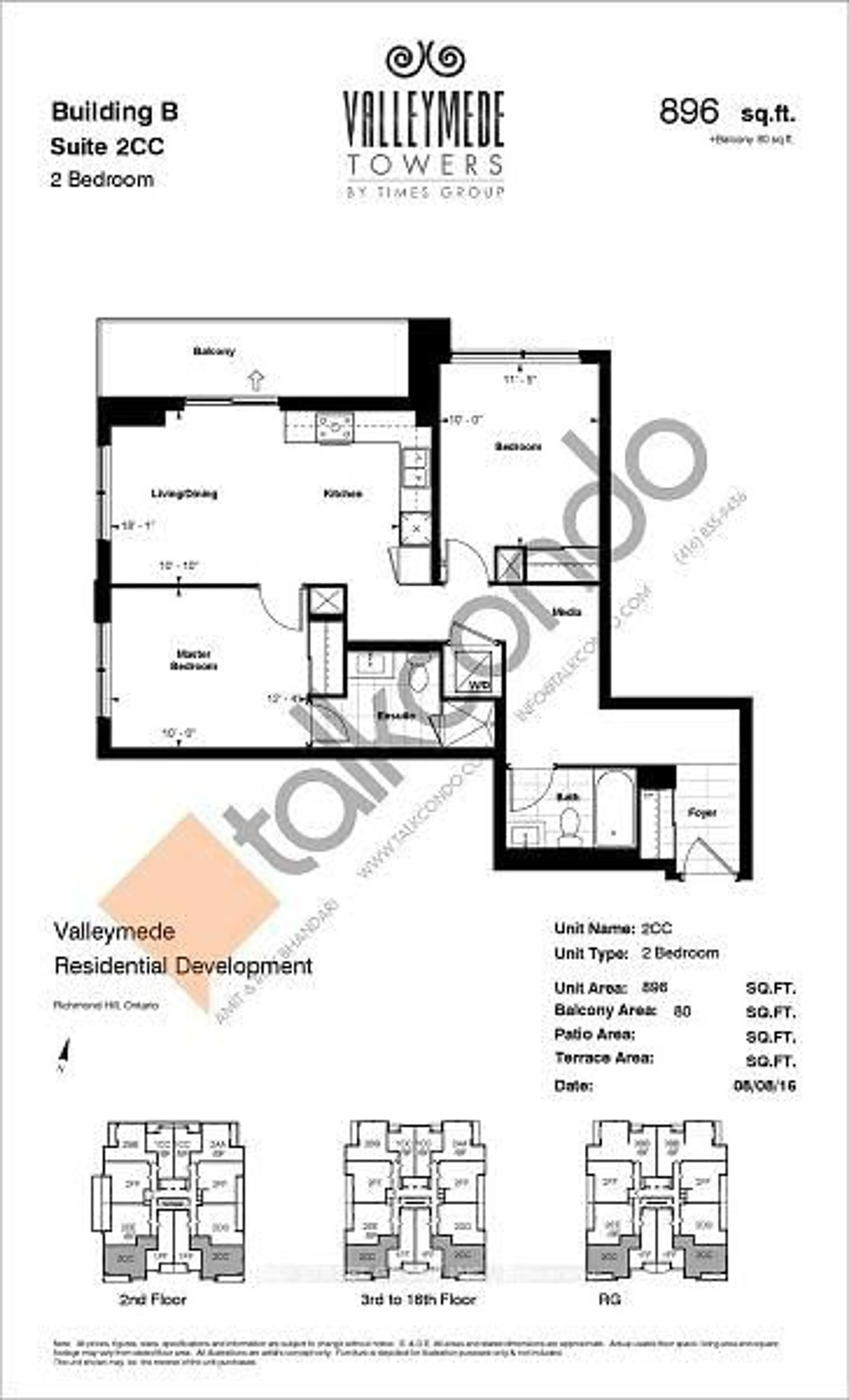Floor plan for 398 Highway 7 N/A #1606, Richmond Hill Ontario L4B 1A7