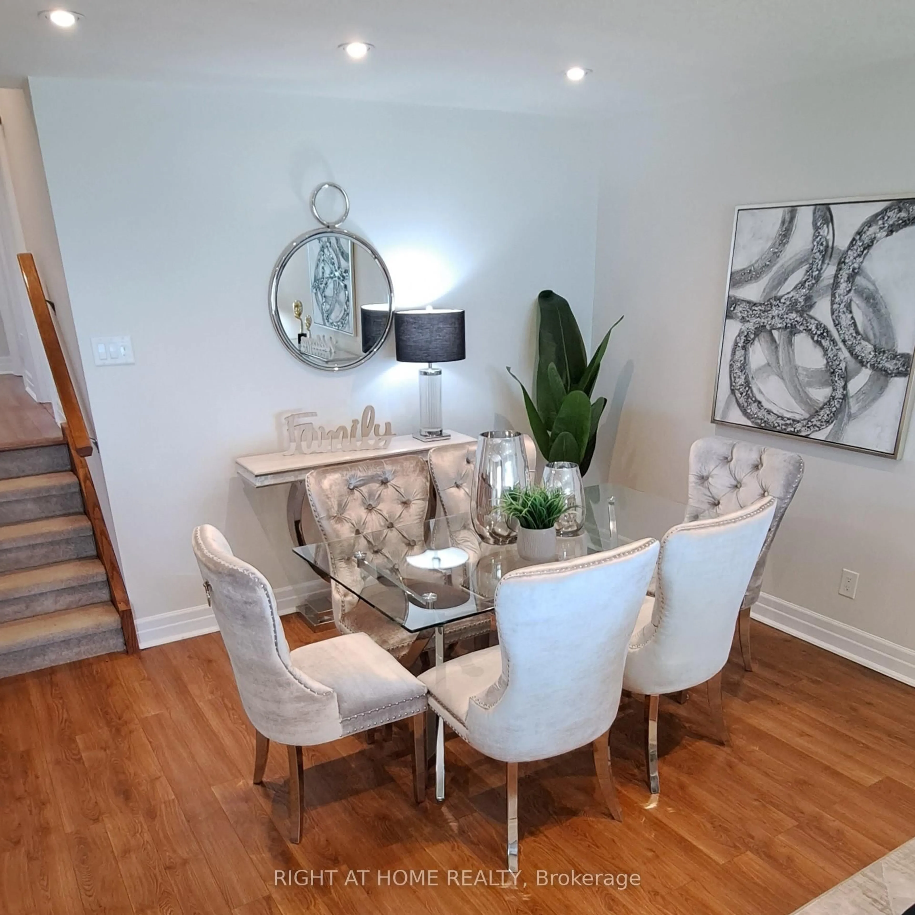 Living room with furniture, wood/laminate floor for 643 Lakelands Ave, Innisfil Ontario L9S 4E5