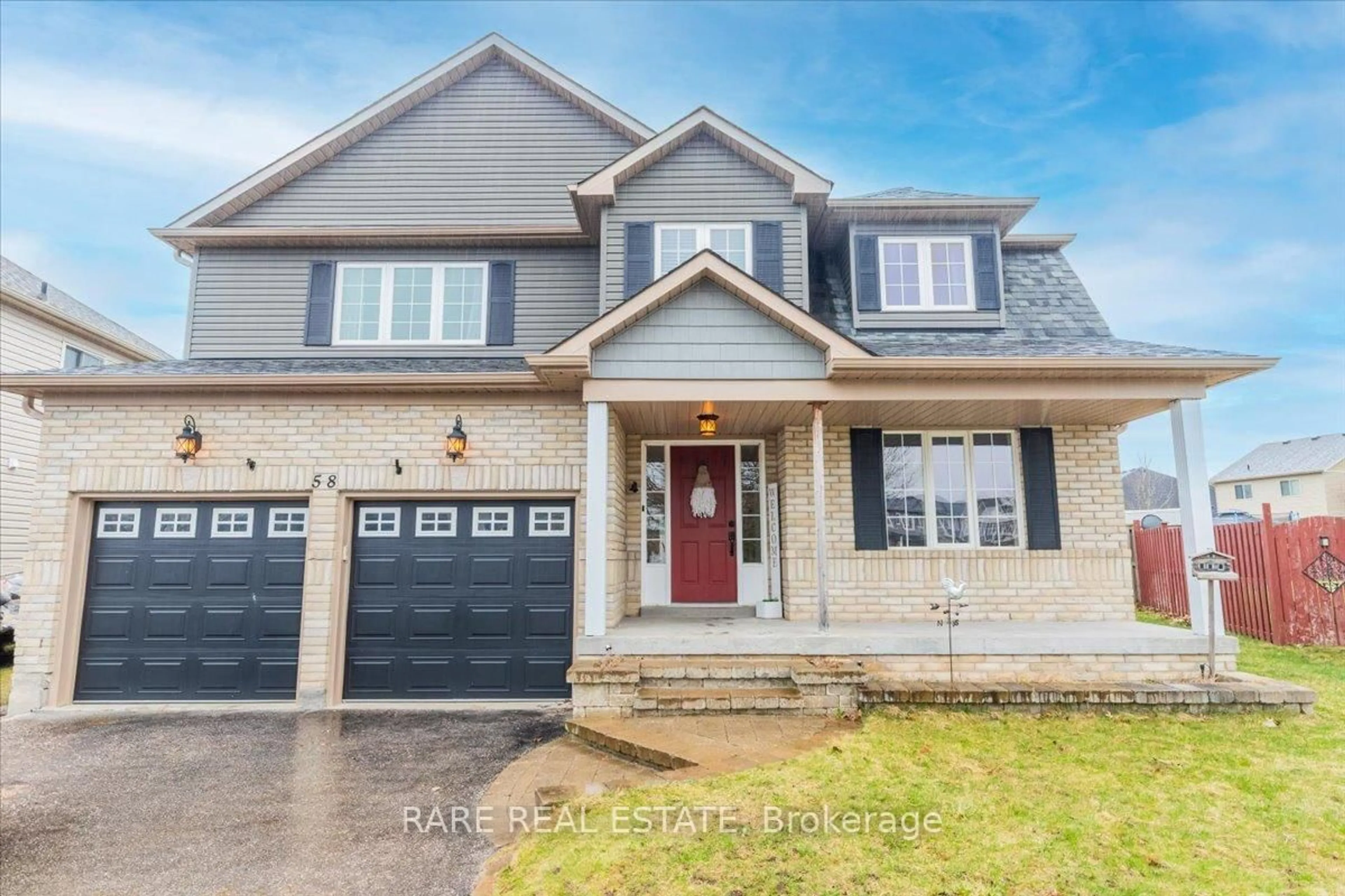 Home with brick exterior material, street for 58 Stonemount Cres, Essa Ontario L0M 1B4