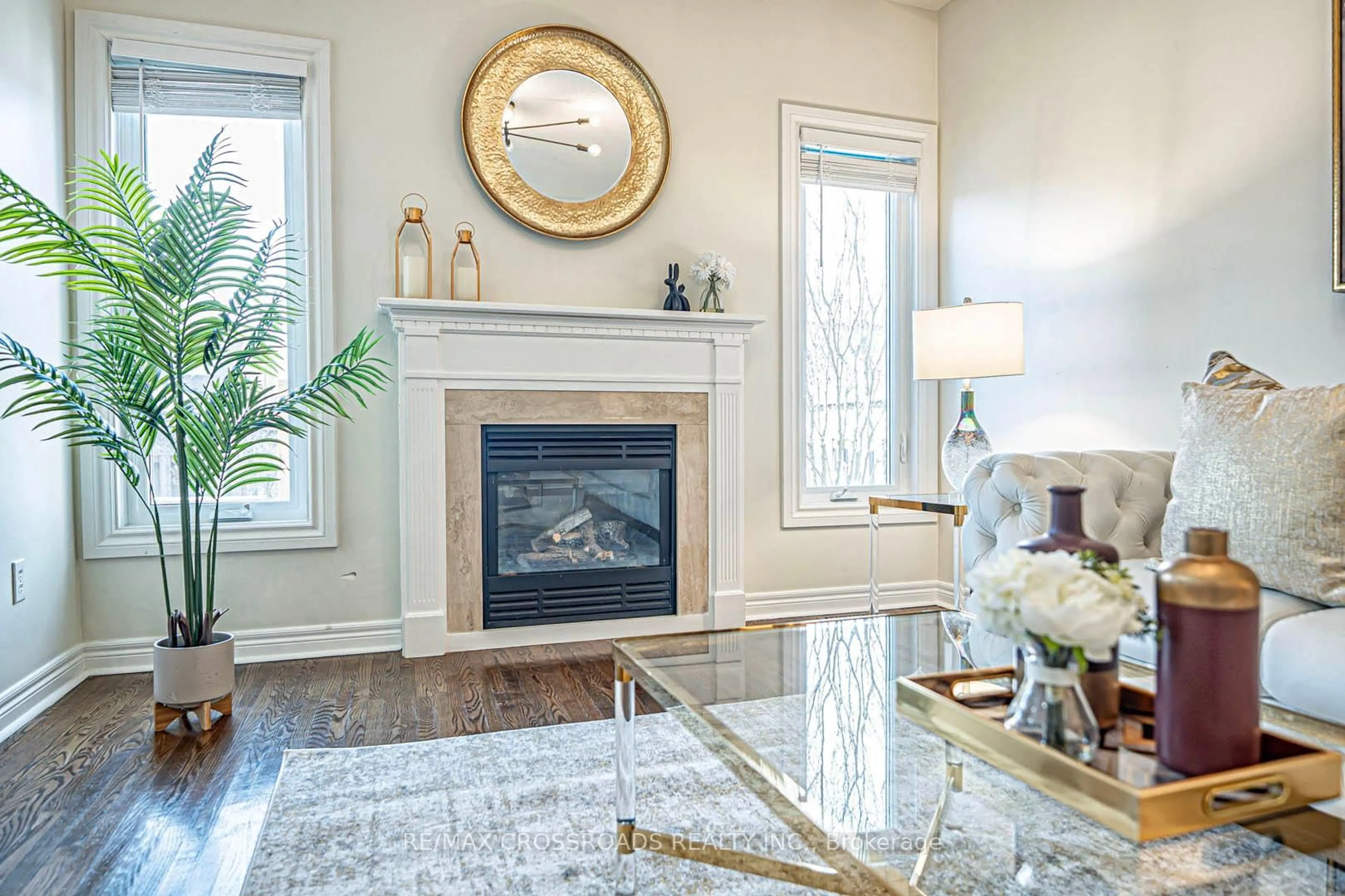 Living room with furniture, wood/laminate floor for 46 Eminence Rd, Vaughan Ontario L4K 5K1
