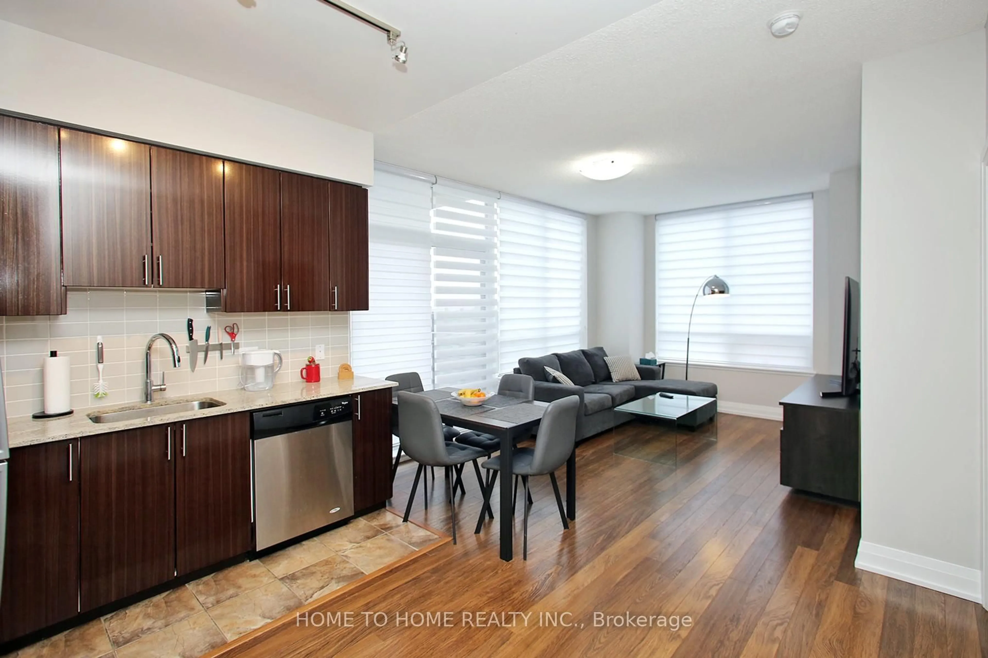 Open concept kitchen, wood/laminate floor for 85 North Park Rd #512, Vaughan Ontario L4J 9G1
