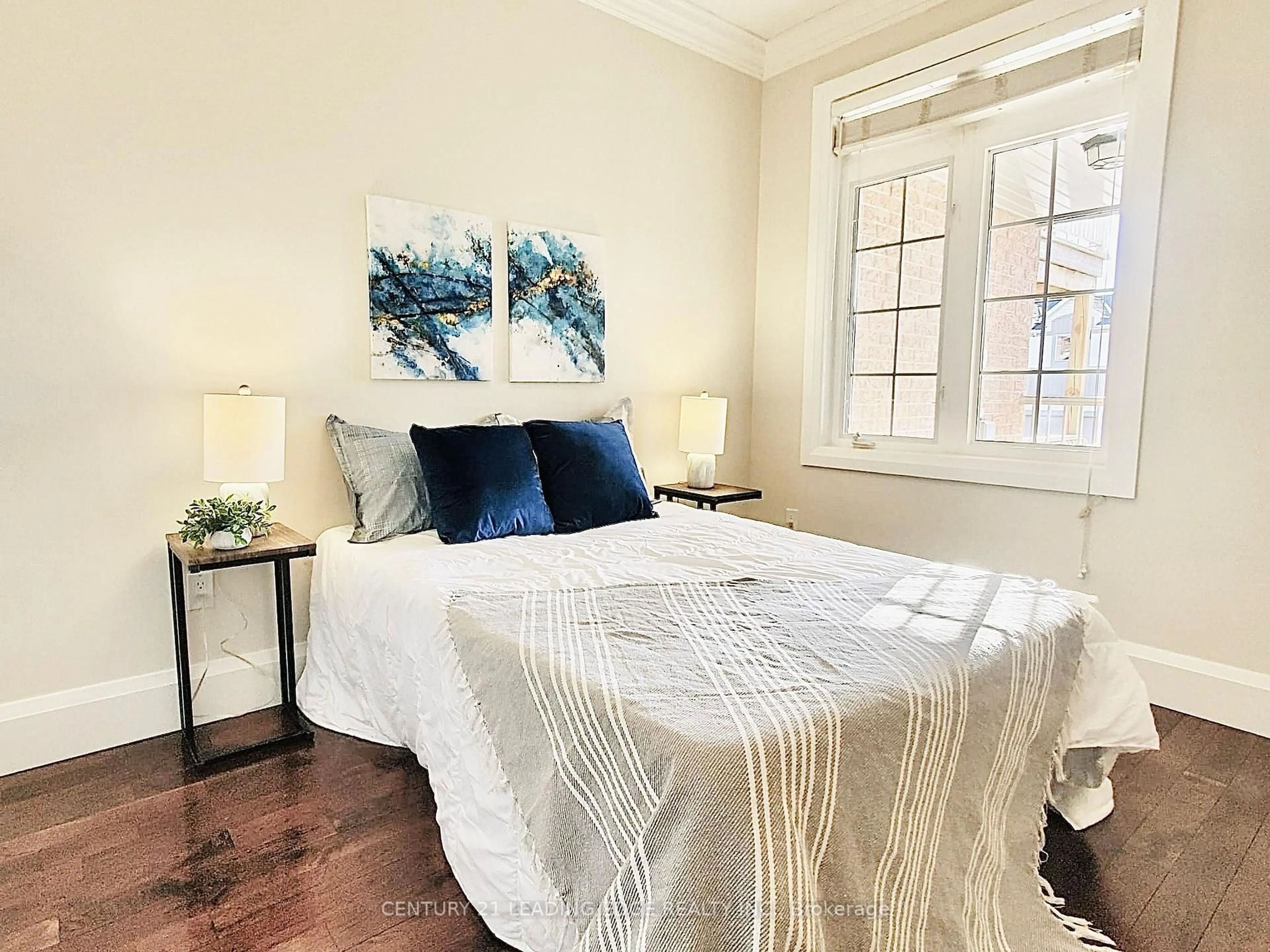 Bedroom with bed, wood/laminate floor for 2909 Bur Oak Ave, Markham Ontario L6B 1E5
