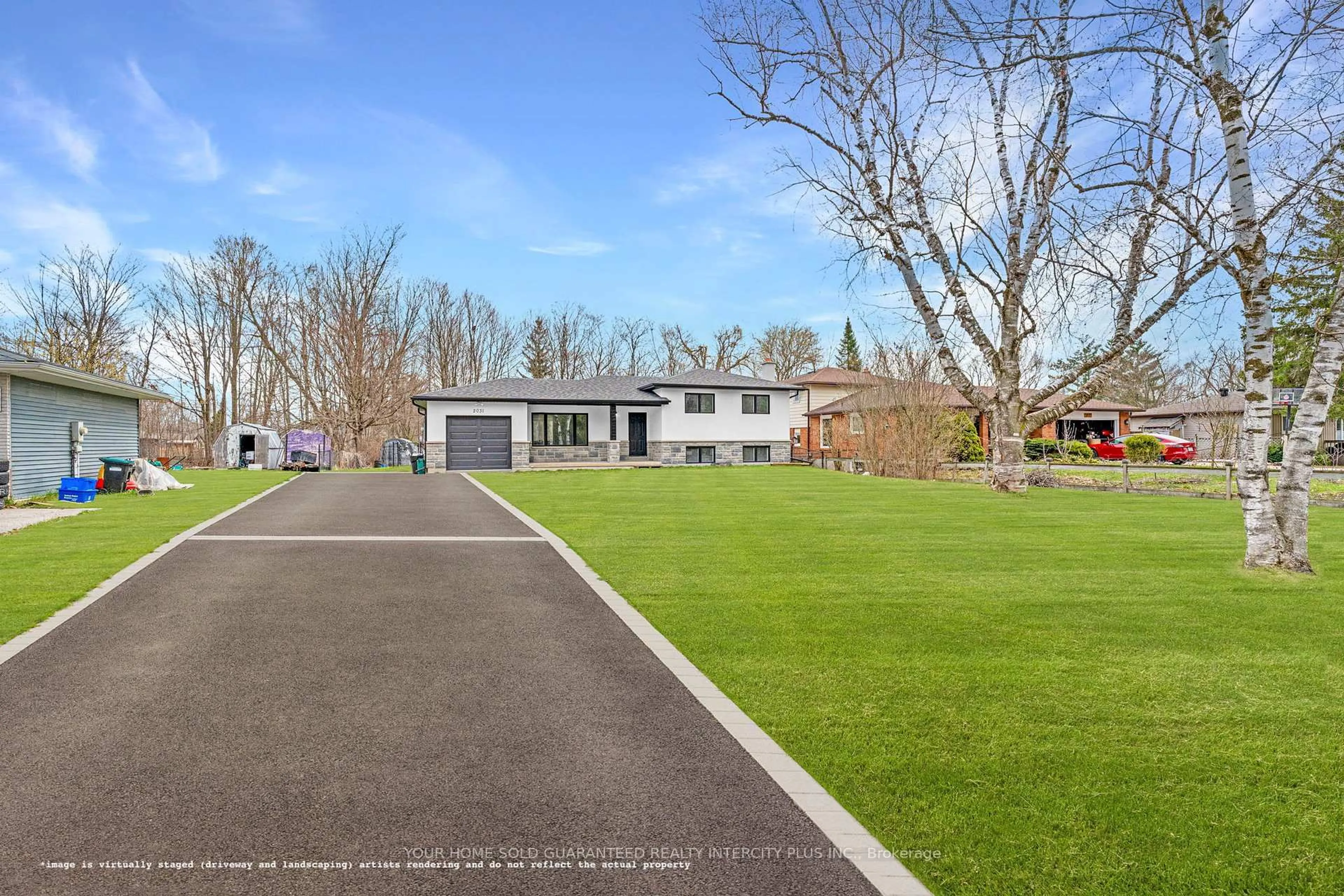 A pic from outside/outdoor area/front of a property/back of a property/a pic from drone, street for 2031 Saint Paul Rd, Innisfil Ontario L9S 1V2