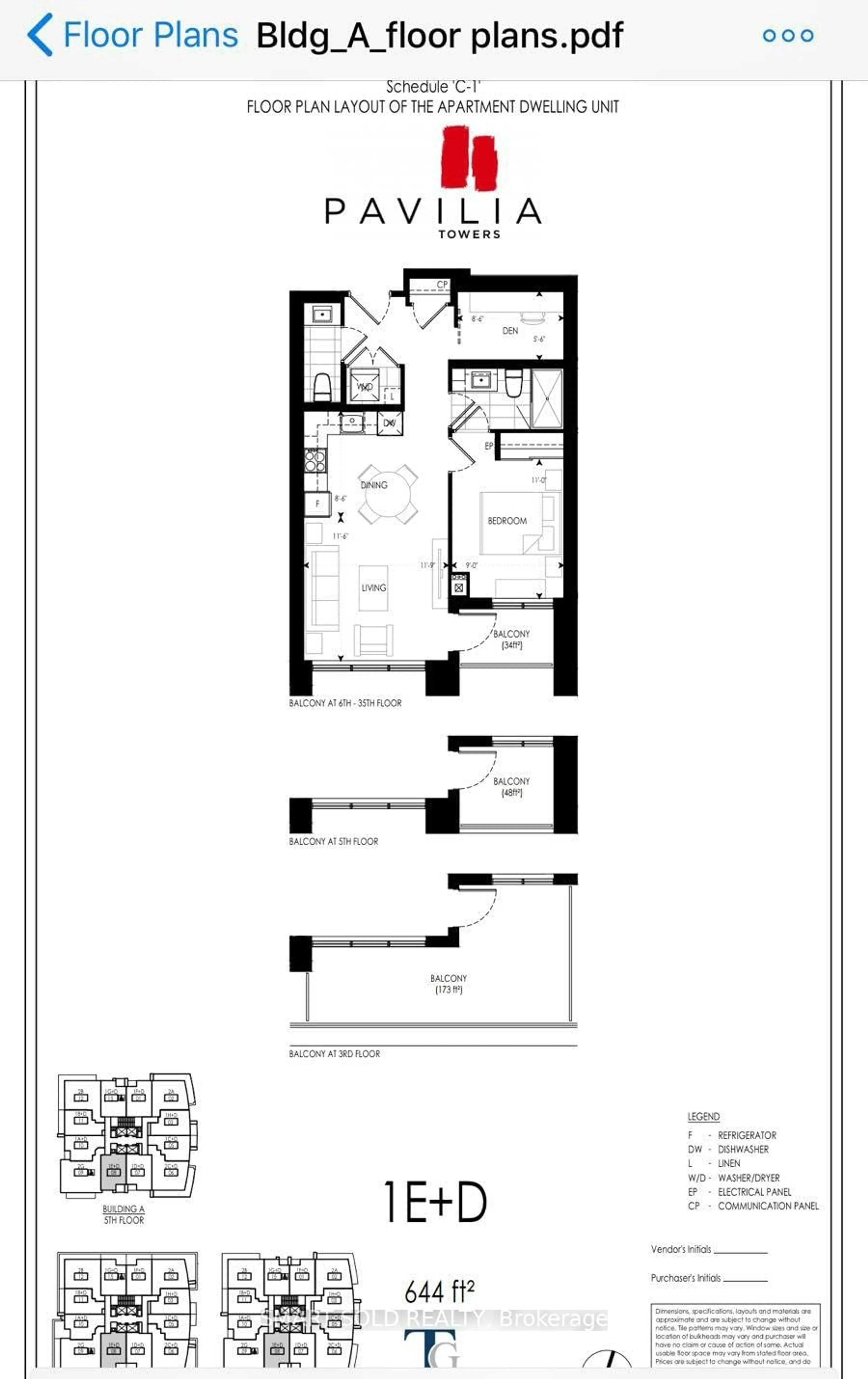 Floor plan for 12 Gandhi Lane #2601, Markham Ontario L3T 0G8