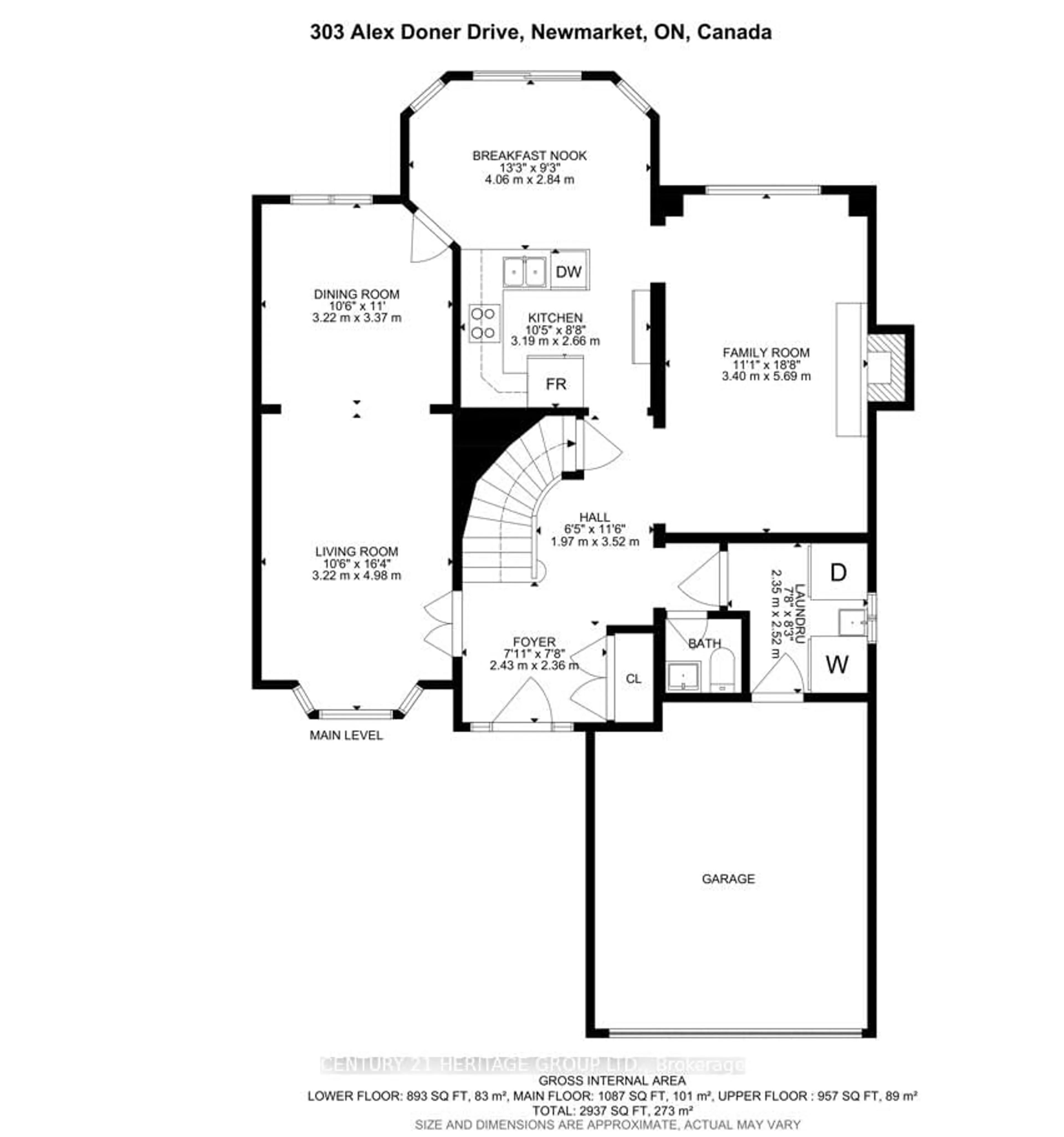 Floor plan for 303 Alex Doner Dr, Newmarket Ontario L3X 1G5