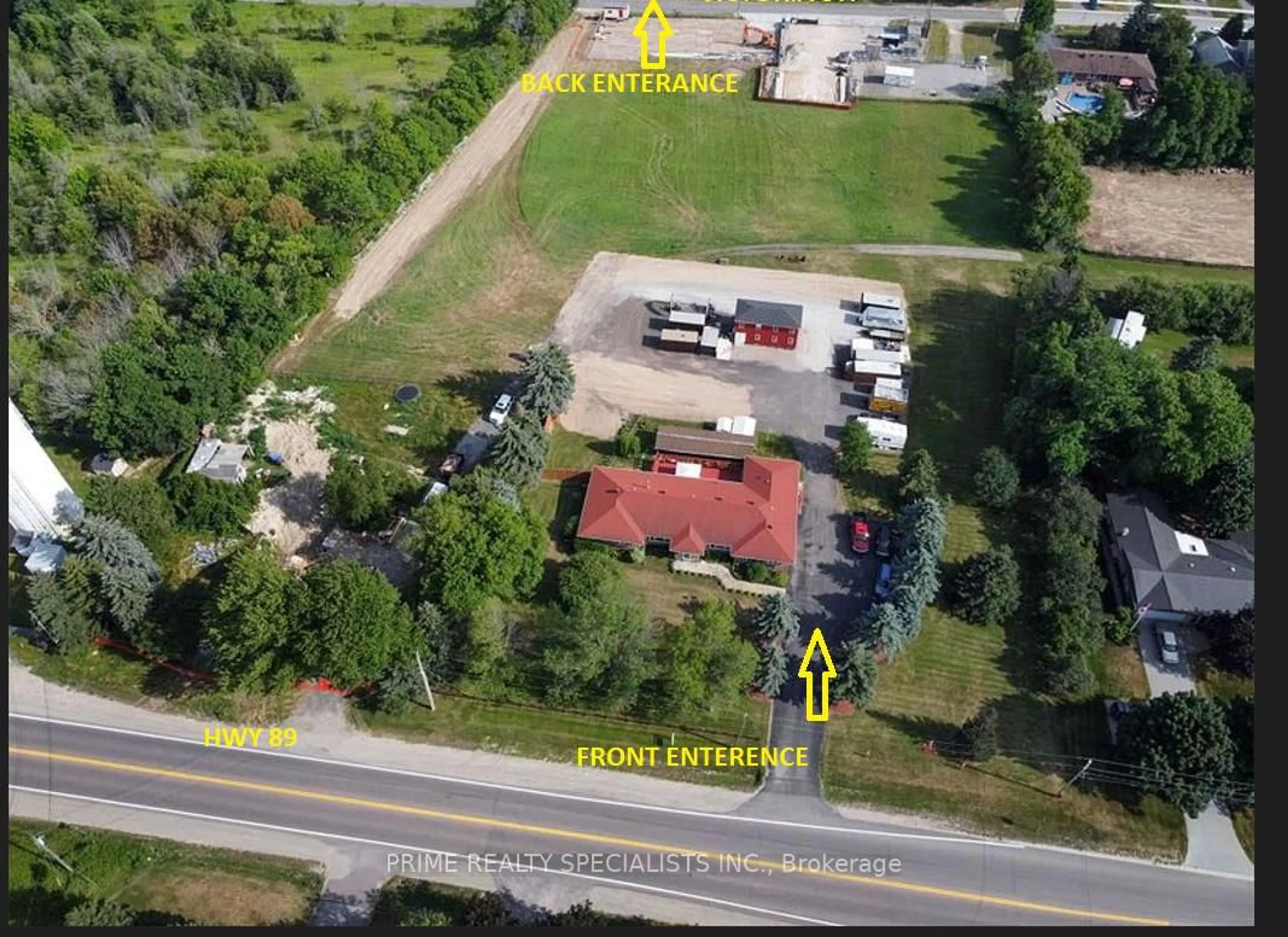 A pic from outside/outdoor area/front of a property/back of a property/a pic from drone, street for 4161 Hwy 89 Rd, Innisfil Ontario L0L 1L0