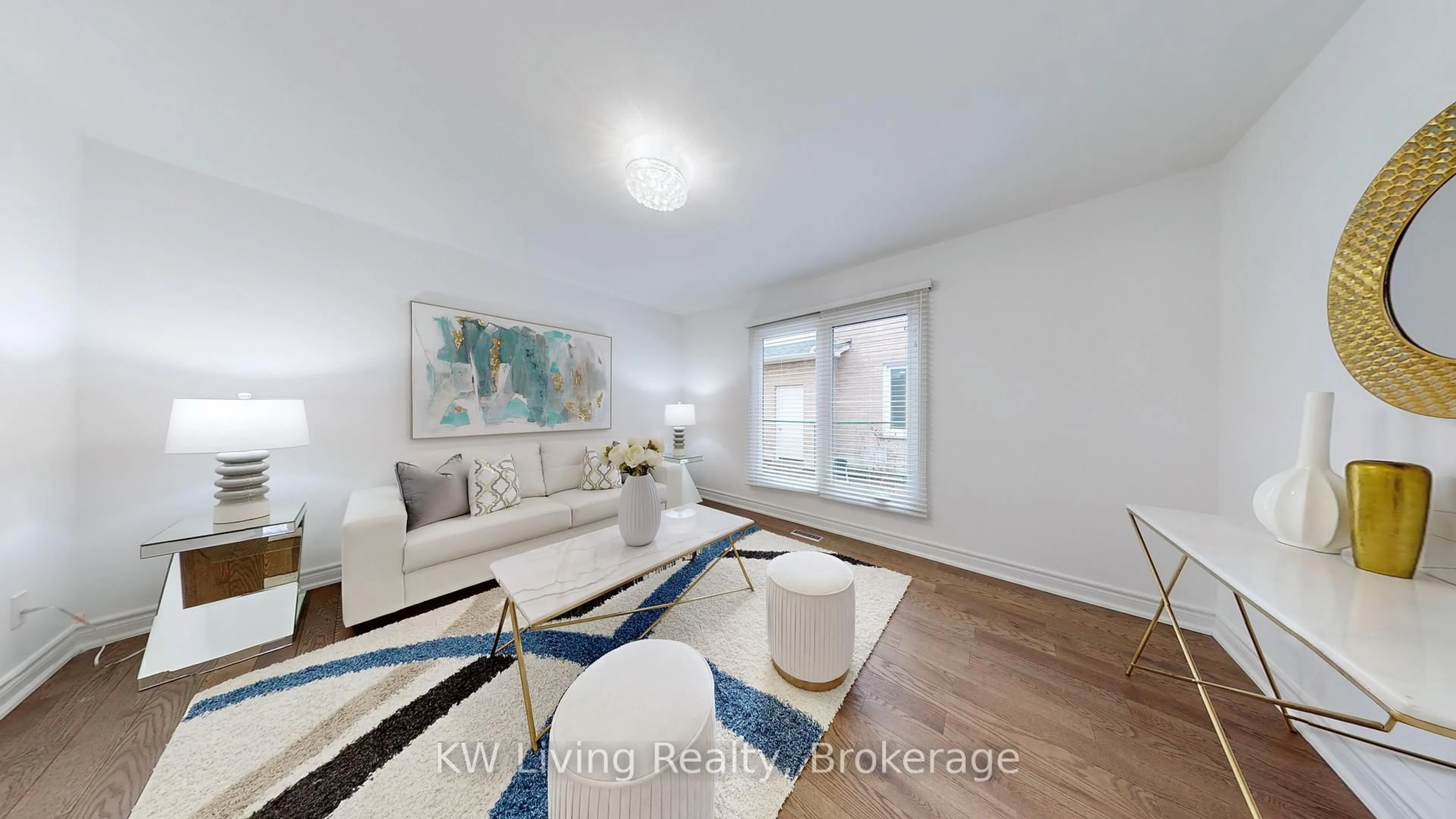 Living room with furniture, wood/laminate floor for 60 Graham Cres, Markham Ontario L3P 4M1