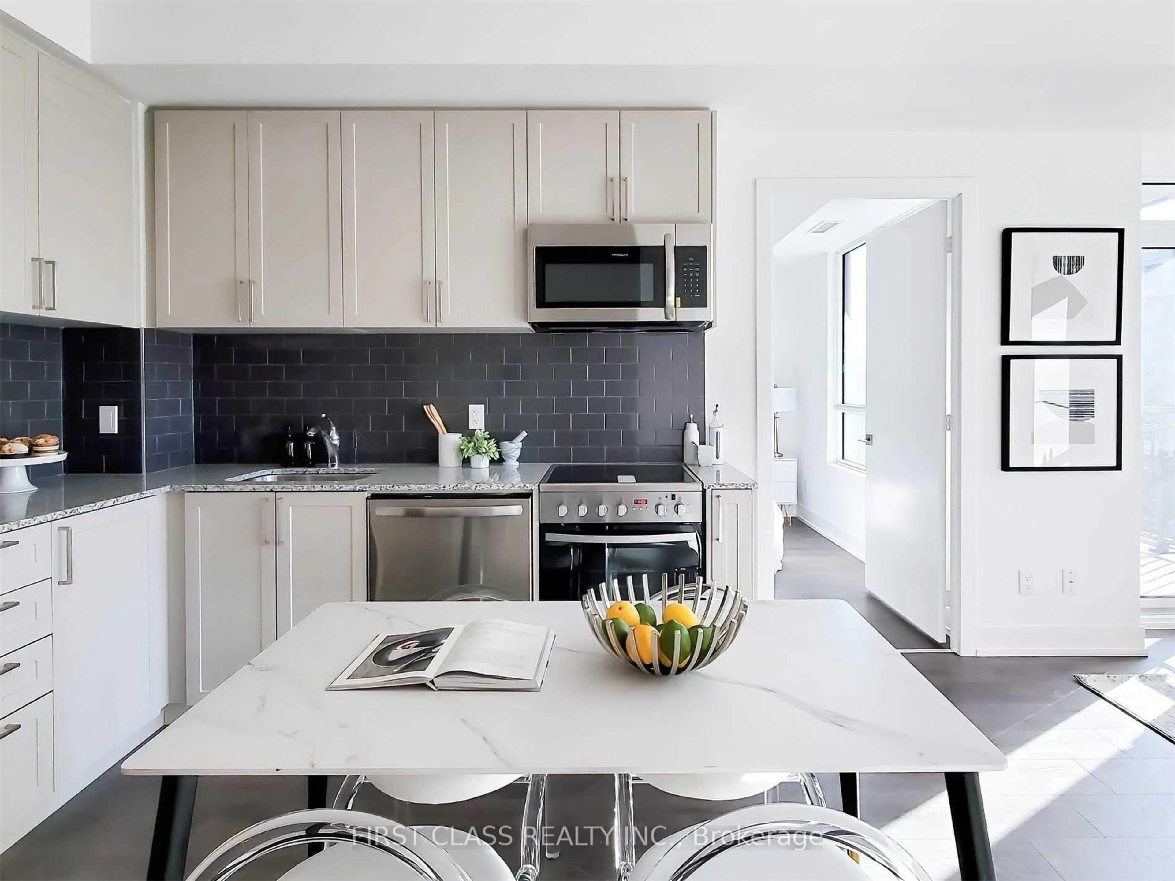 Contemporary kitchen, ceramic/tile floor for 268 Buchanan Dr #511W, Markham Ontario L3R 8G9