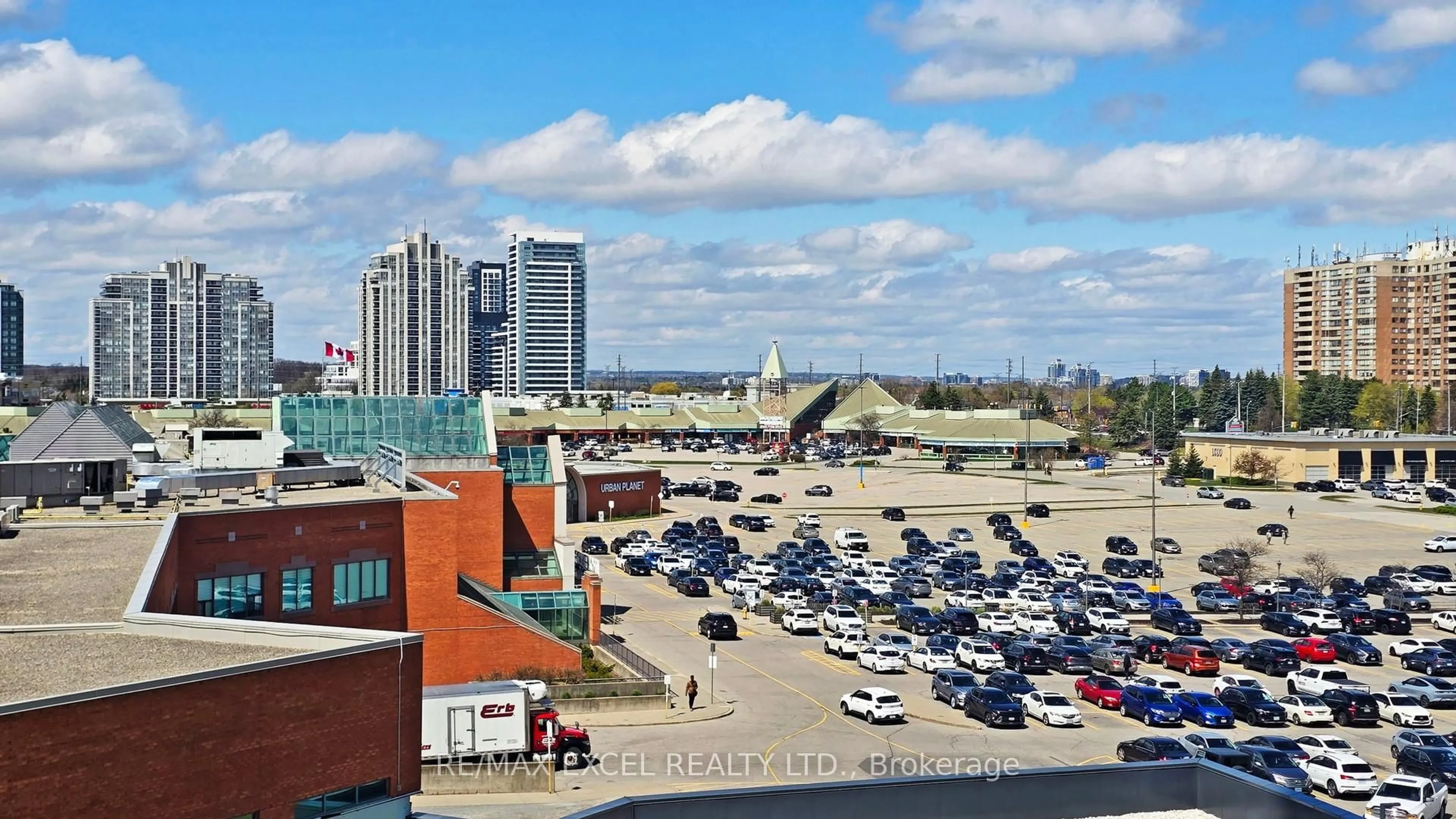 A pic from outside/outdoor area/front of a property/back of a property/a pic from drone, city buildings view from balcony for 50 Upper Mall Way #531, Vaughan Ontario L4J 0L8