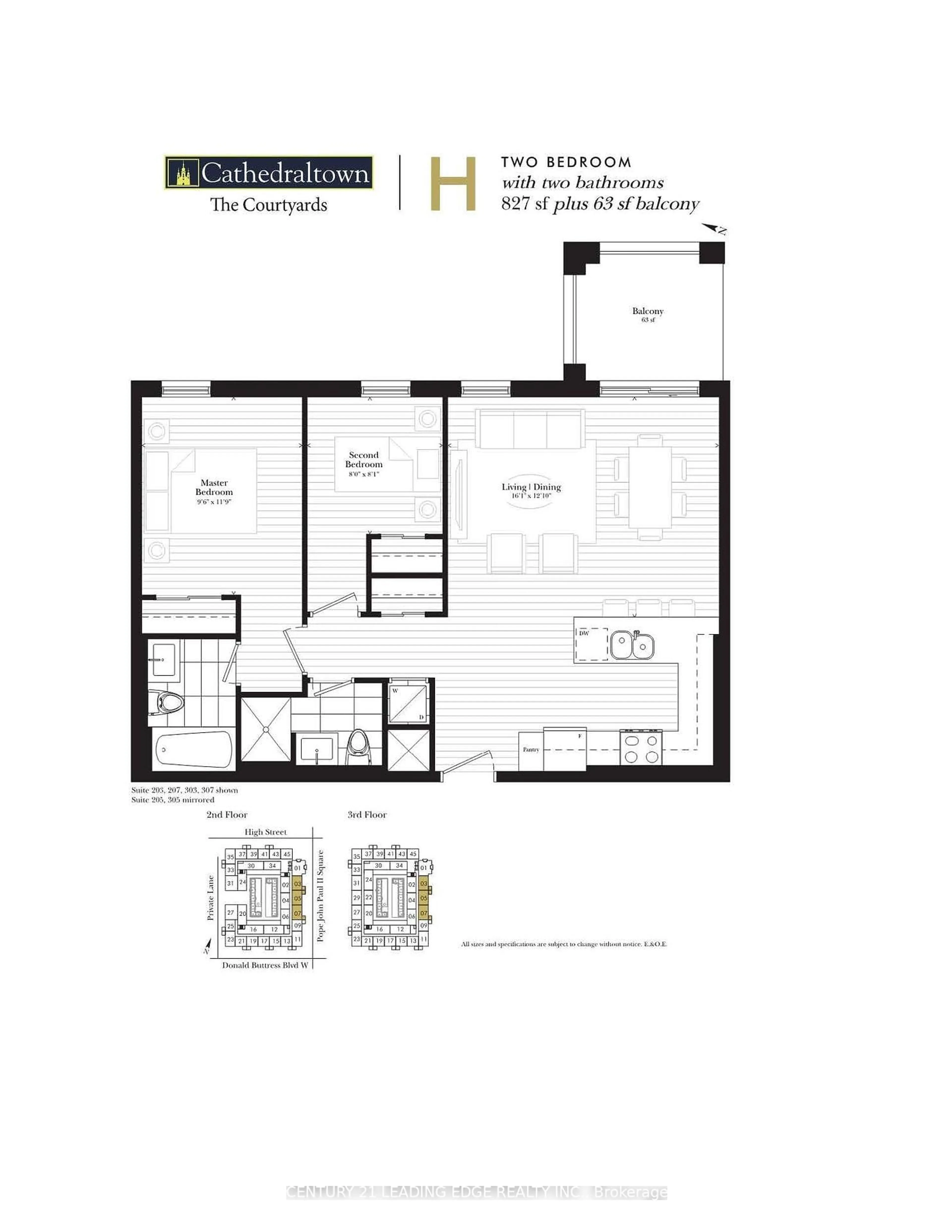 Floor plan for 101 Cathedral High St #303, Markham Ontario L6C 0P1