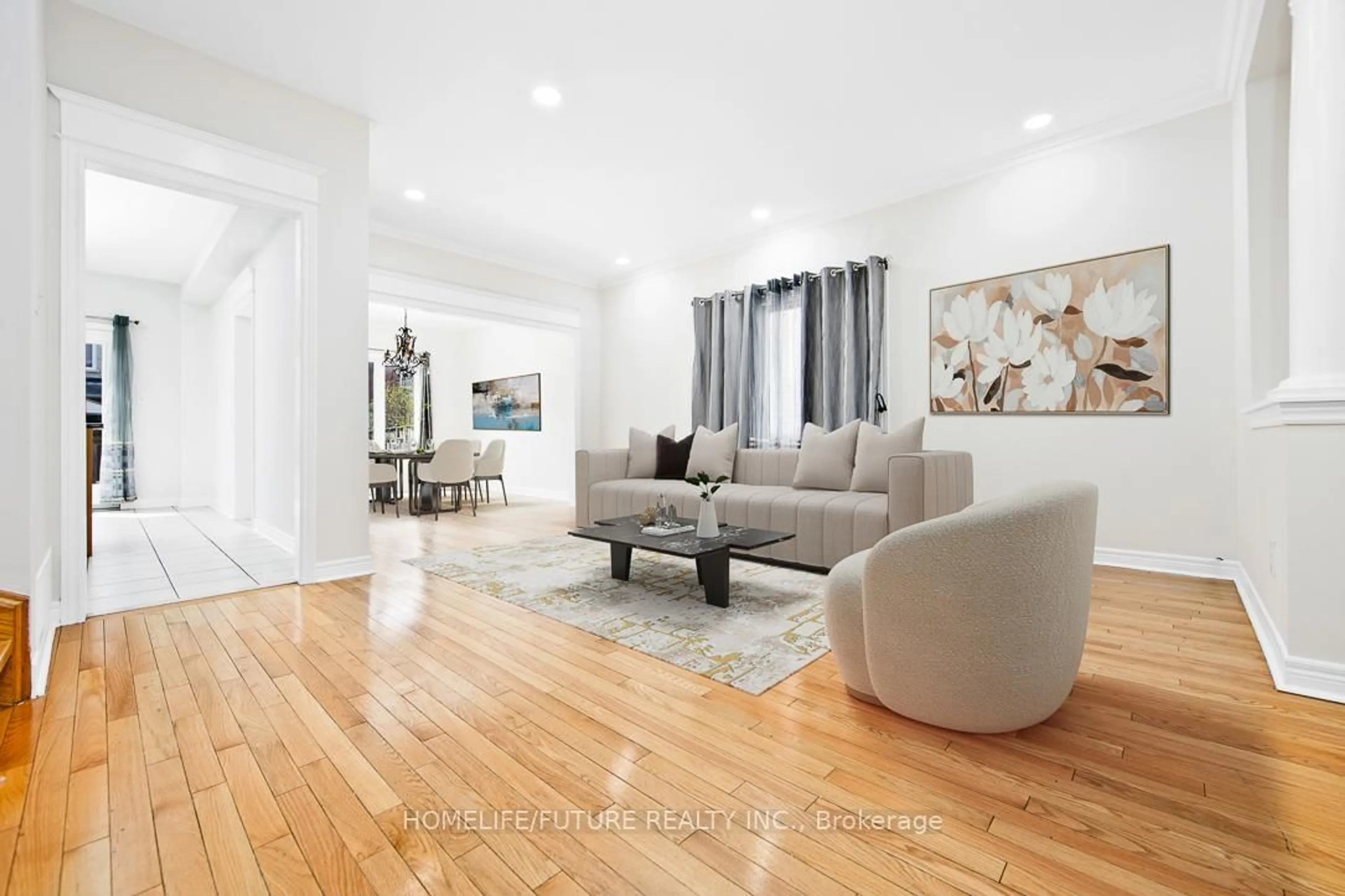 Living room with furniture, wood/laminate floor for 294 Mcbride Cres, Newmarket Ontario L3X 2W3