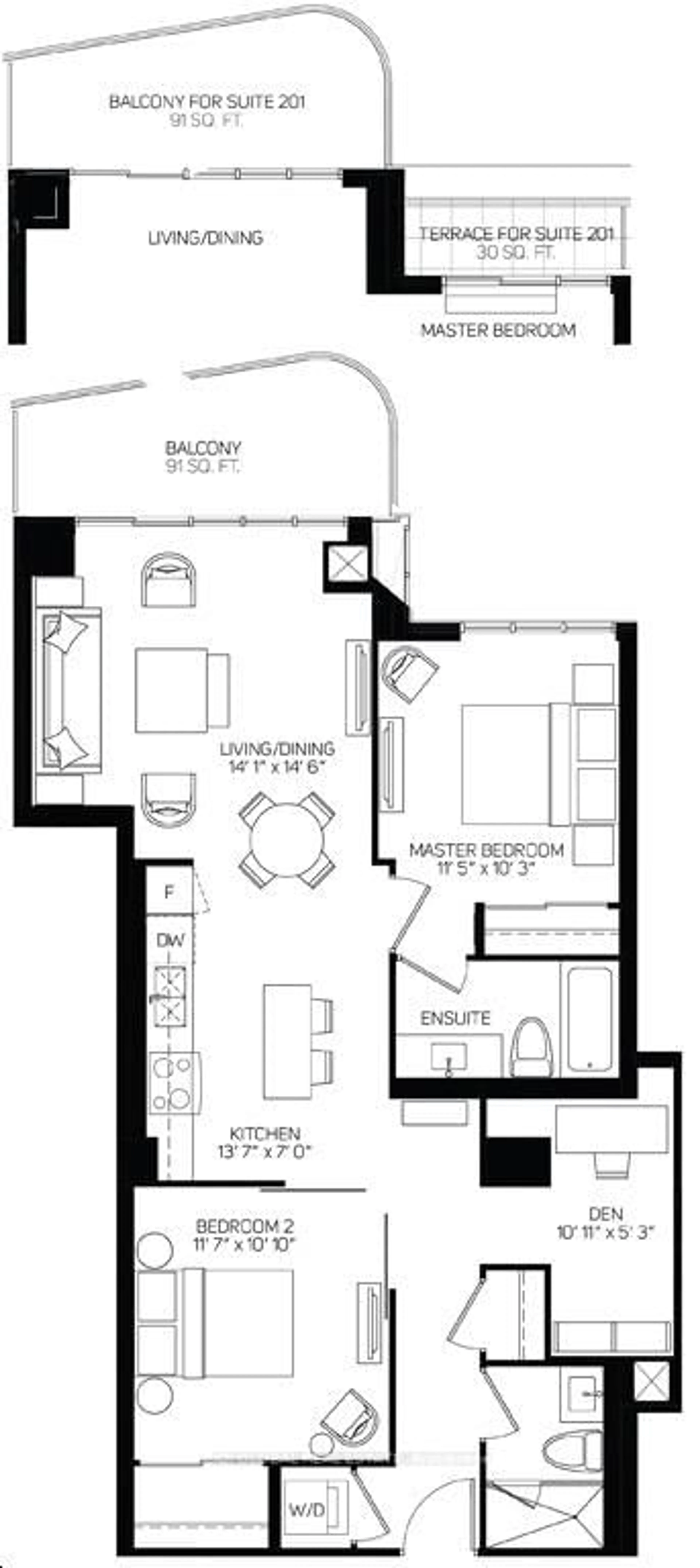 Floor plan for 9471 Yonge St #301, Richmond Hill Ontario L4C 1V4