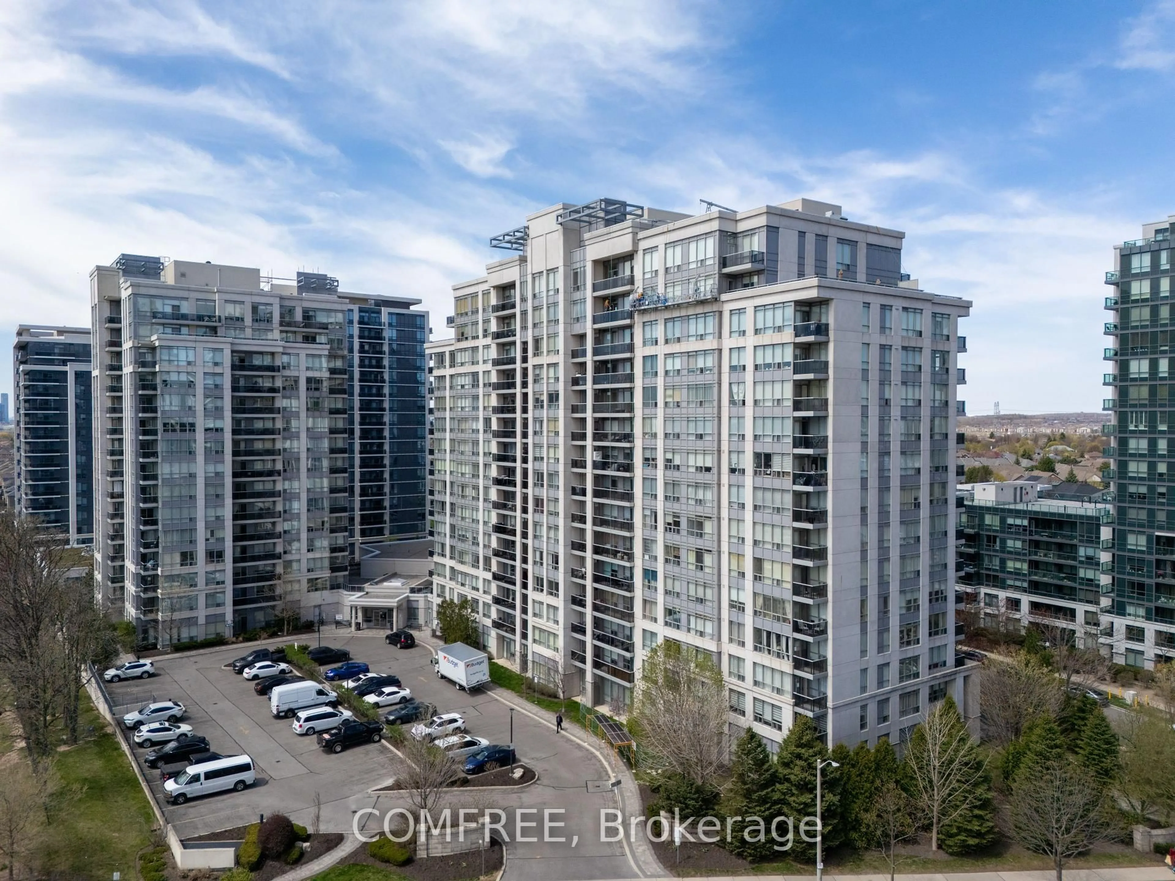 A pic from outside/outdoor area/front of a property/back of a property/a pic from drone, city buildings view from balcony for 60 Disera Dr #201, Vaughan Ontario L4J 9G1