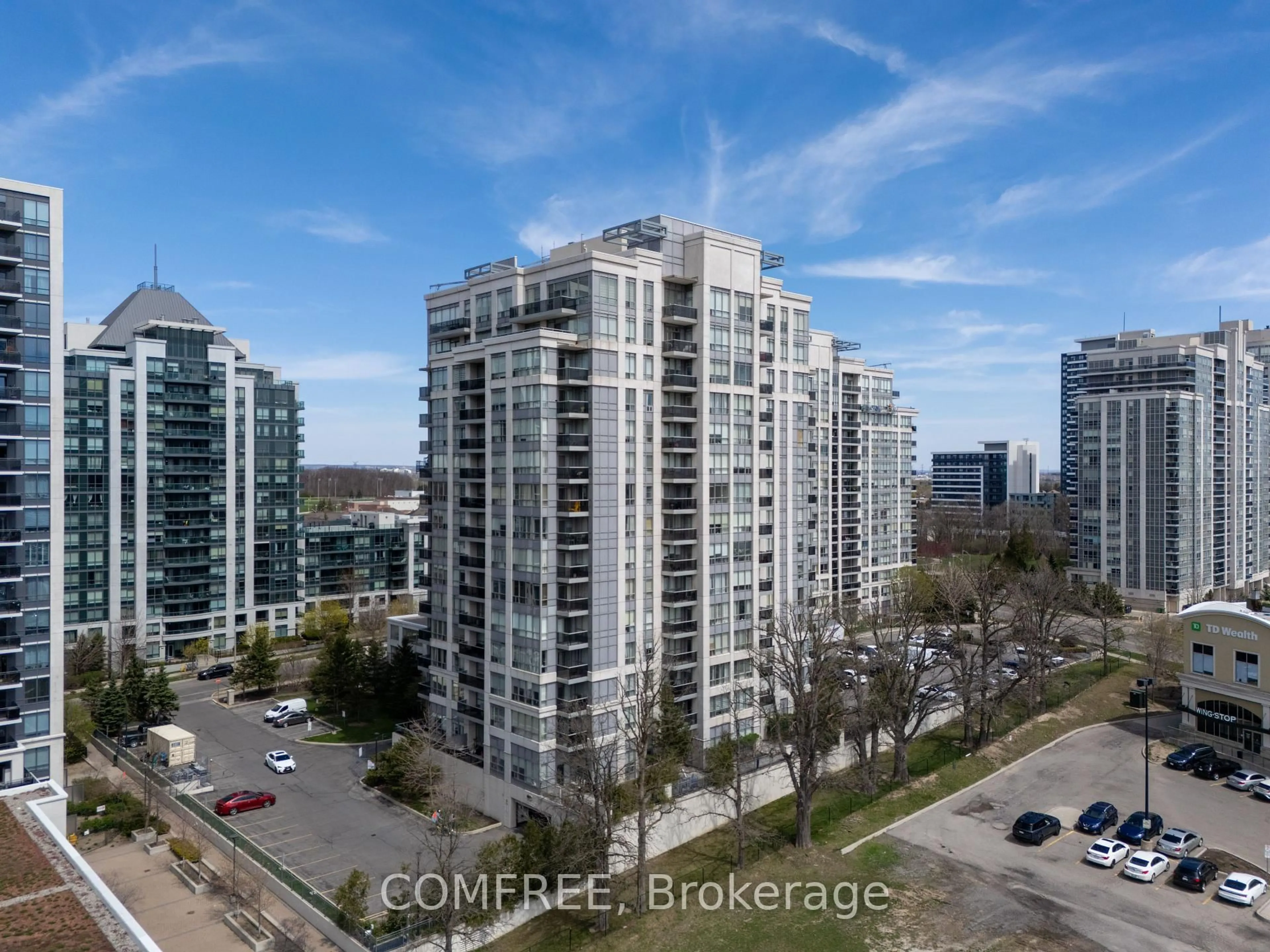 A pic from outside/outdoor area/front of a property/back of a property/a pic from drone, city buildings view from balcony for 60 Disera Dr #201, Vaughan Ontario L4J 9G1